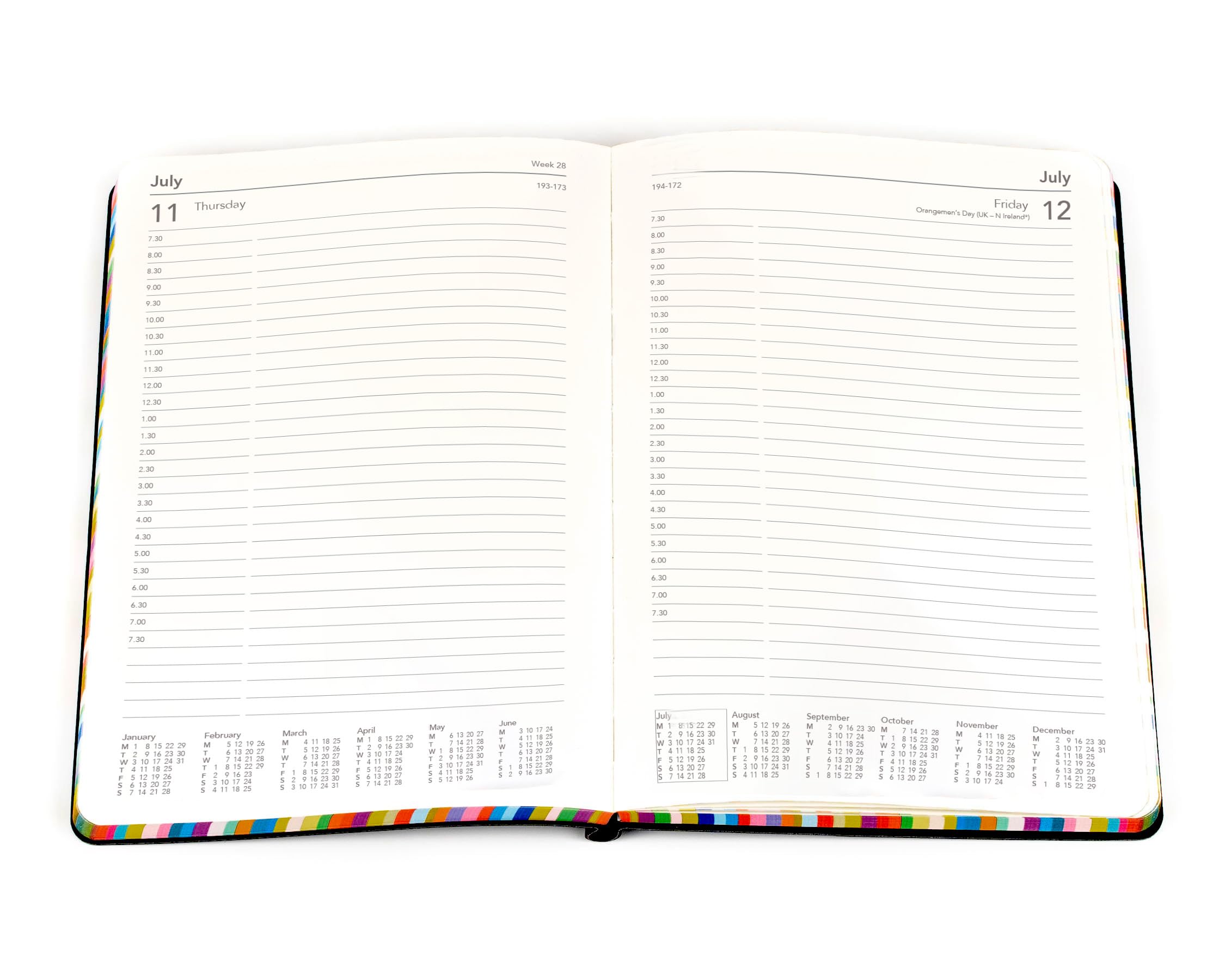 Collins Edge Rainbow 2025 A5 Daily Planner with Soft Touch Covers - Red Colored Page Edges & Appointment Sections | Perfect for Work, School & Personal Organization (ED151.U15-25)