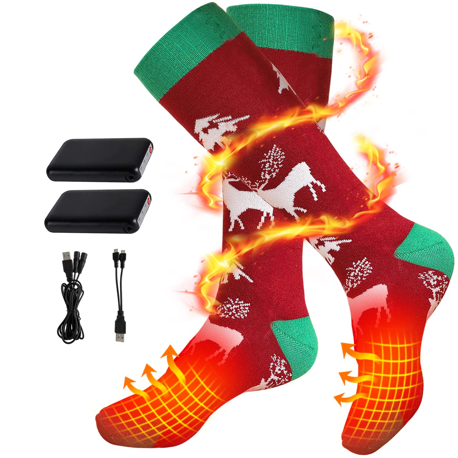 Rechargeable Heated Socks for Men & Women - 4000mAh Battery Winter Warm Socks with 3 Heat Settings - Perfect for Hunting, Skiing, Hiking & Outdoor Winter Sports