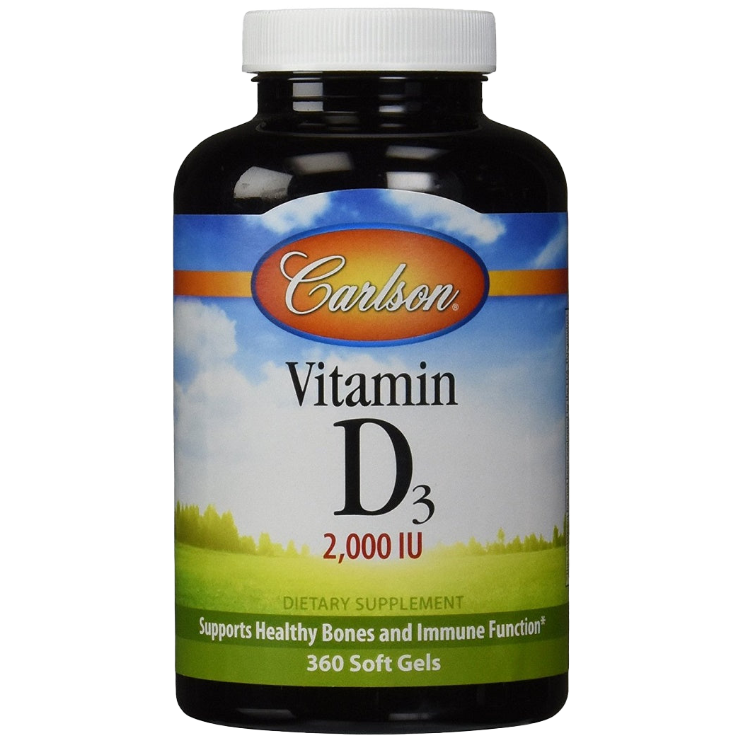 Carlson Labs Vitamin D3 2000 IU - 360 Softgels for Immune Support, Bone Health & Energy Boost | Daily Supplement for Adults & Seniors