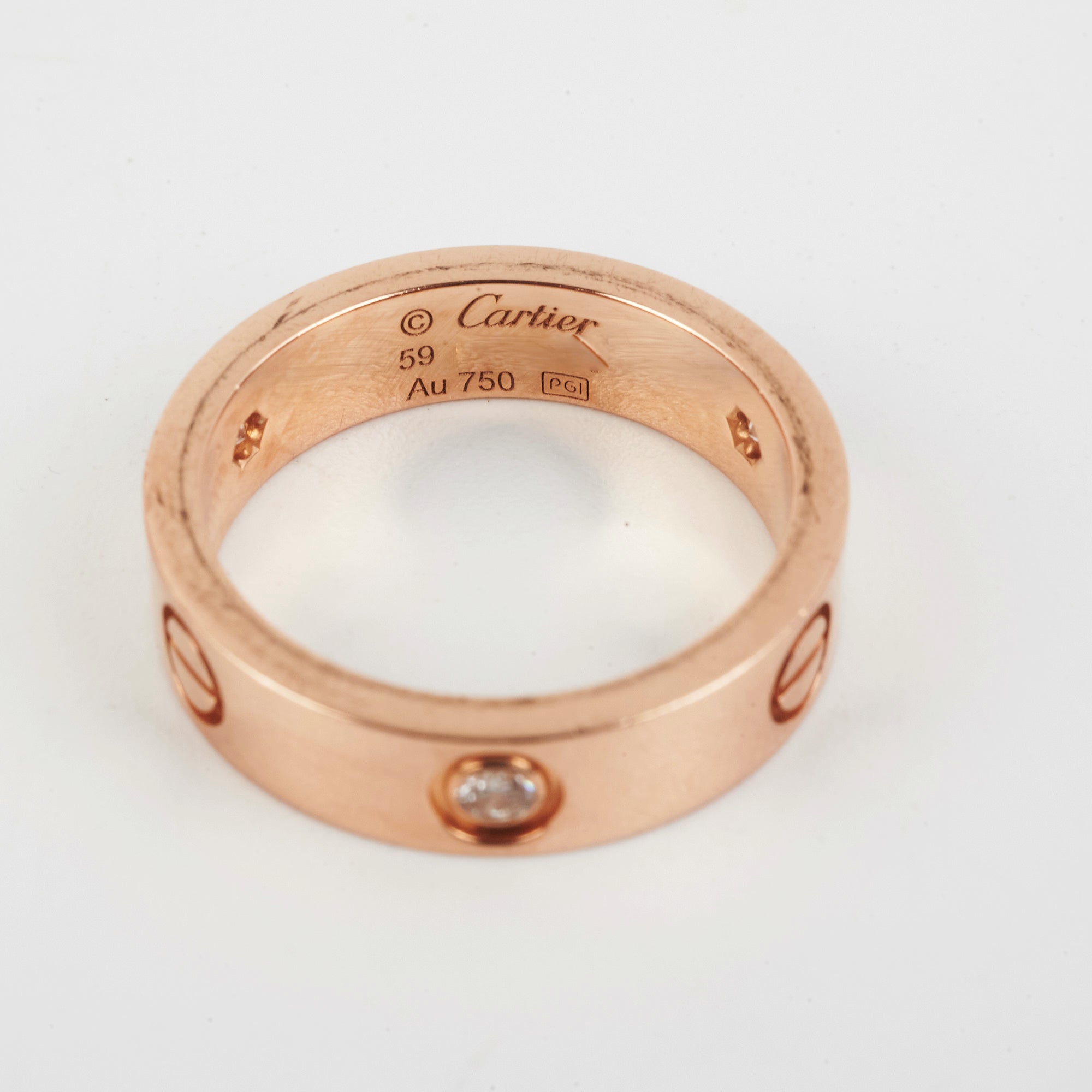 Cartier Love Ring 18K Rose Gold with 3 Diamonds - Size 59 Wedding Band, Anniversary Gift for Her, Romantic Jewelry for Couples