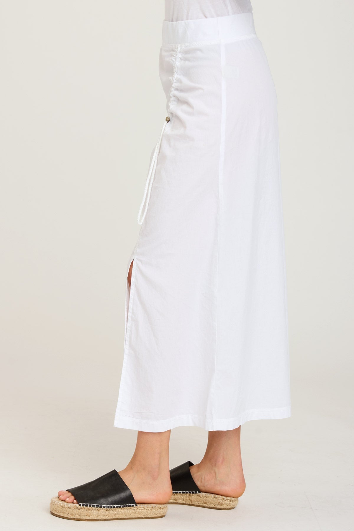Rorelle Women's White Flowy Midi Skirt - Elegant A-Line Design for Casual Wear, Office & Summer Outfits