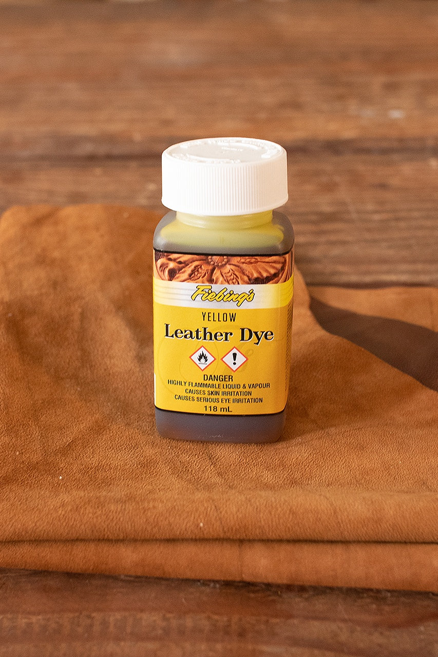 Fiebing's Leather Dye - 4 oz (118 ml) Yellow Oil-Based Leather Stain for Shoes, Bags, Belts & DIY Leather Craft Projects