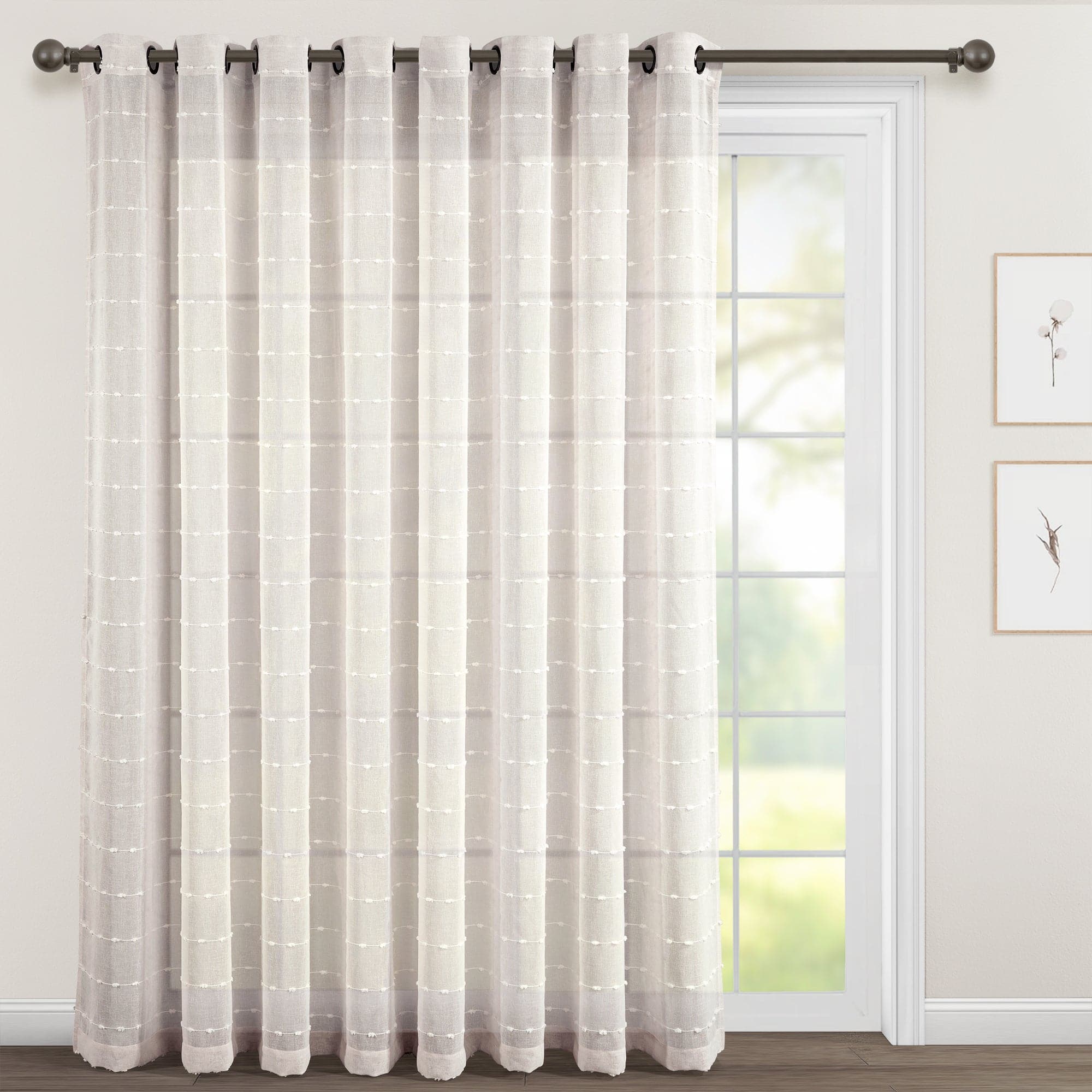 Farmhouse Style Textured Grommet Sheer Curtains - Ultra Wide Window Panels for Living Room, Bedroom & Dining Room Decor