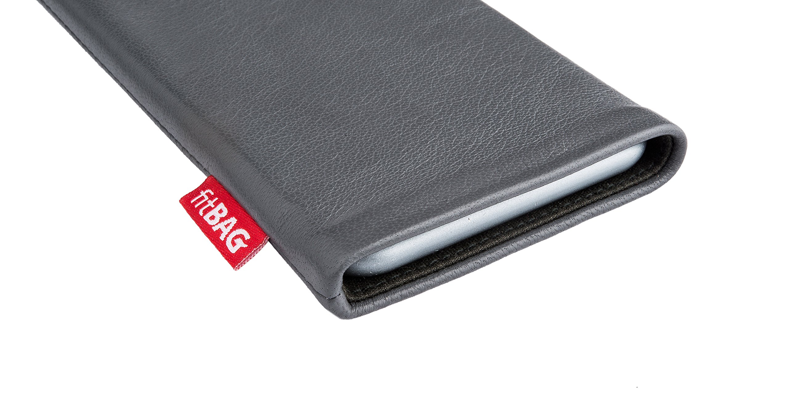 Premium Gray Custom Tailored Sleeve for Apple iPhone 8 Plus | German-Made Genuine Nappa Leather Pouch Case with Microfiber Lining | Perfect for Display Cleaning & Everyday Protection | Ideal for Business Professionals & Travelers