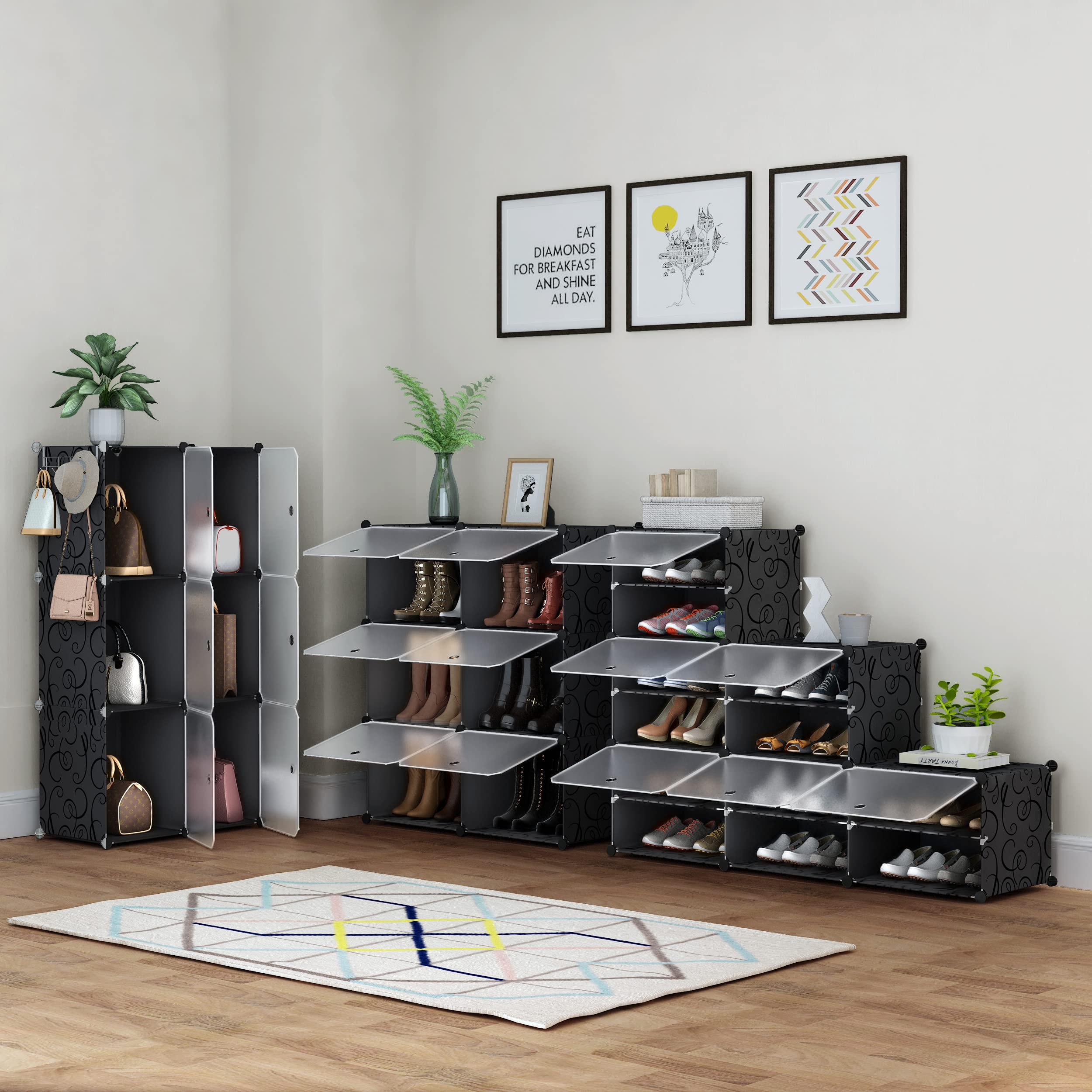 HOMIDEC 6-Tier Shoe Rack Organizer - 24 Pair Plastic Shoe Storage Cabinet for Closet, Hallway, Bedroom & Entryway - Space Saving Solution for Shoe Lovers & Home Organization