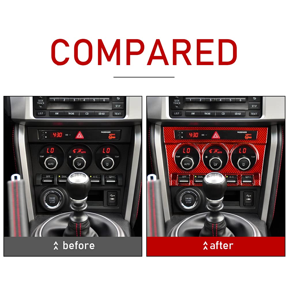 Carbon Fiber Center Console Cover for Subaru BRZ & Toyota 86 (2013-2020) - Red Auto AC Vent Switch Panel Sticker - Interior Accessories for Car Customization & Protection