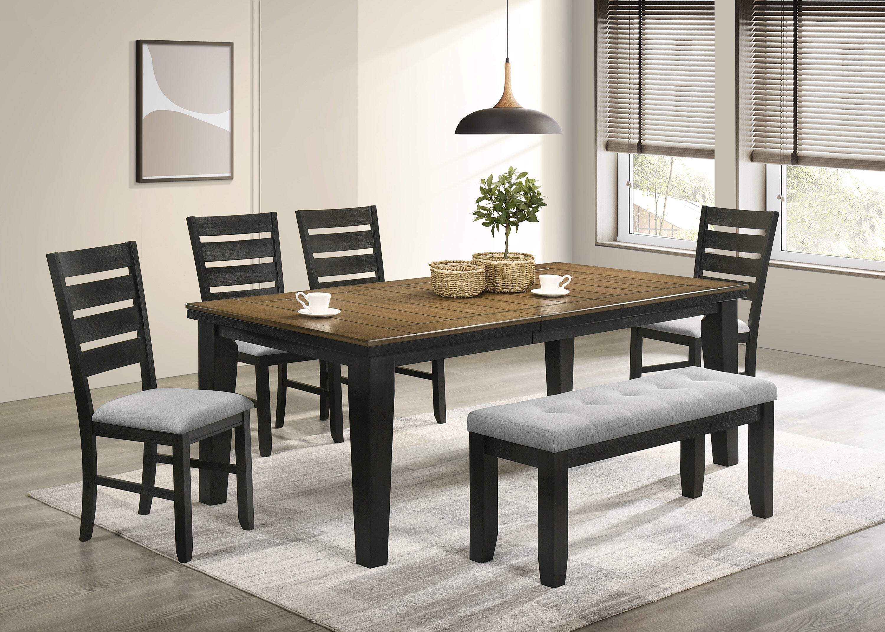 Modern Dining Chairs Set of 2 - Solid Wood with Wheat Charcoal Finish & Fabric Cushion - Kitchen & Dining Room Furniture for Home, Restaurant, and Office Use