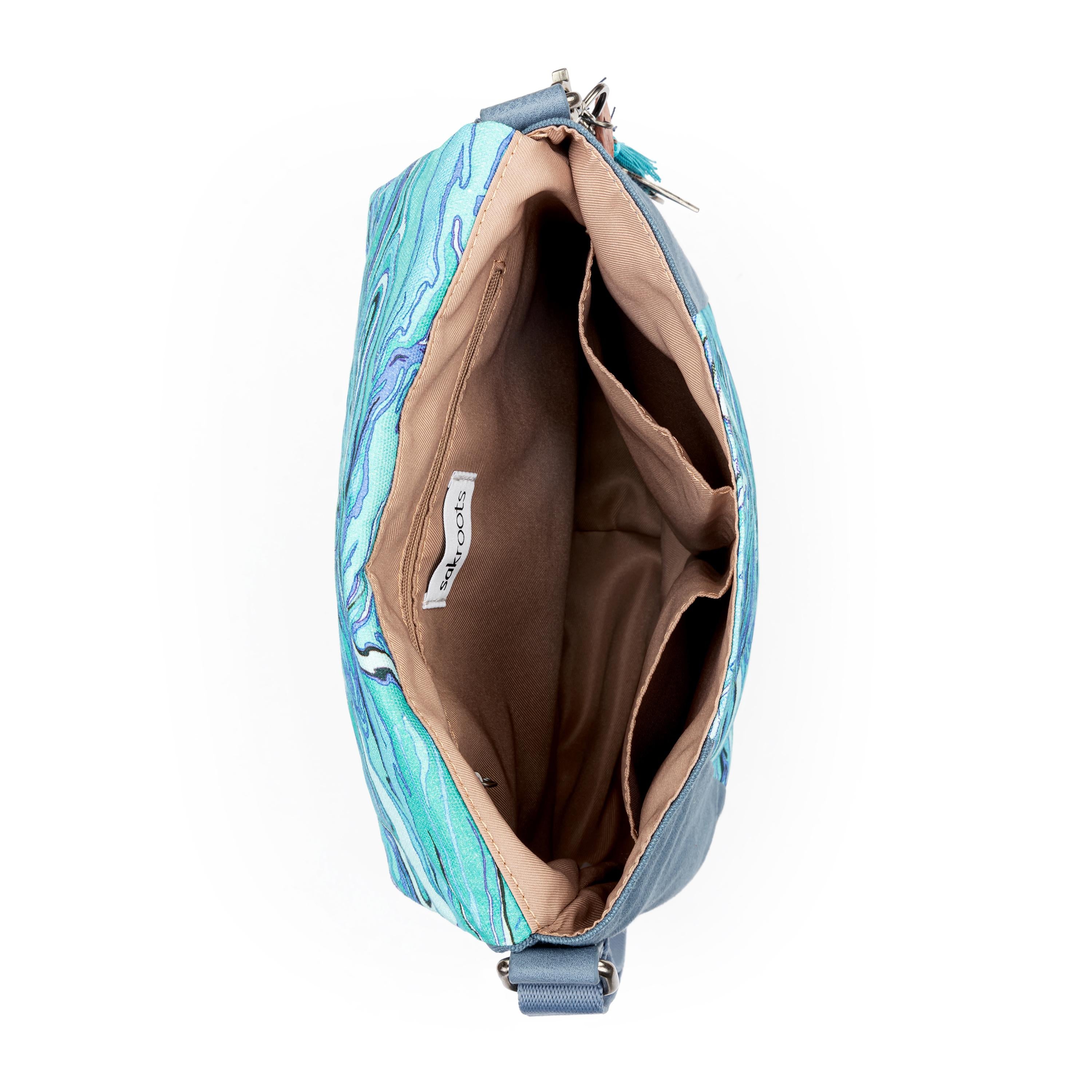 Foldover Crossbody Canvas Bag - Stylish & Durable Reef Water Nation Design - Perfect for Travel, Shopping & Everyday Use