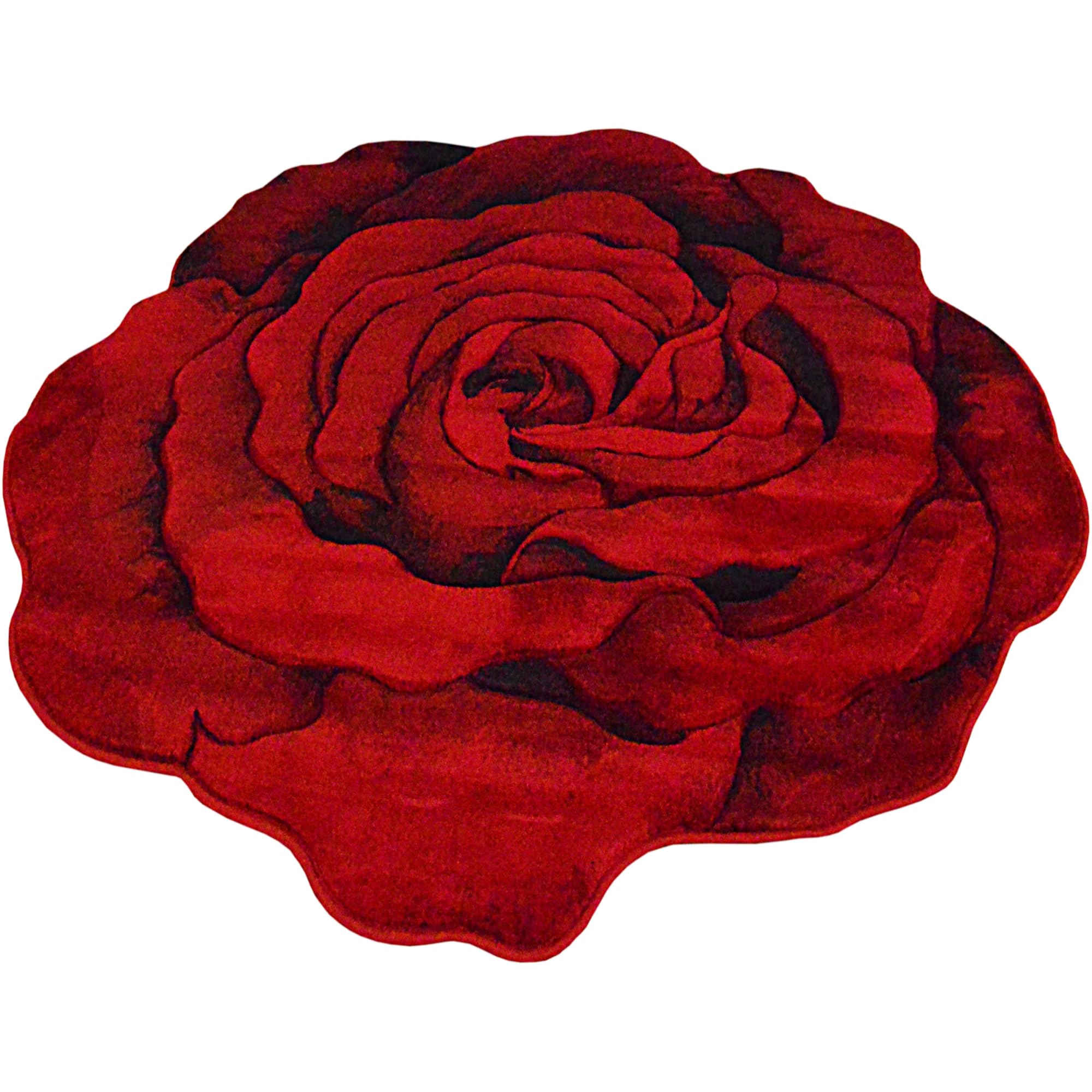 6ft Round Rose Area Rug - Plush Flower Shaped Circle Rug for Bedroom, Living Room - Soft Girly Carpet in 304 Red | Perfect for Boho Decor, Nursery Floor & Cozy Home Accent