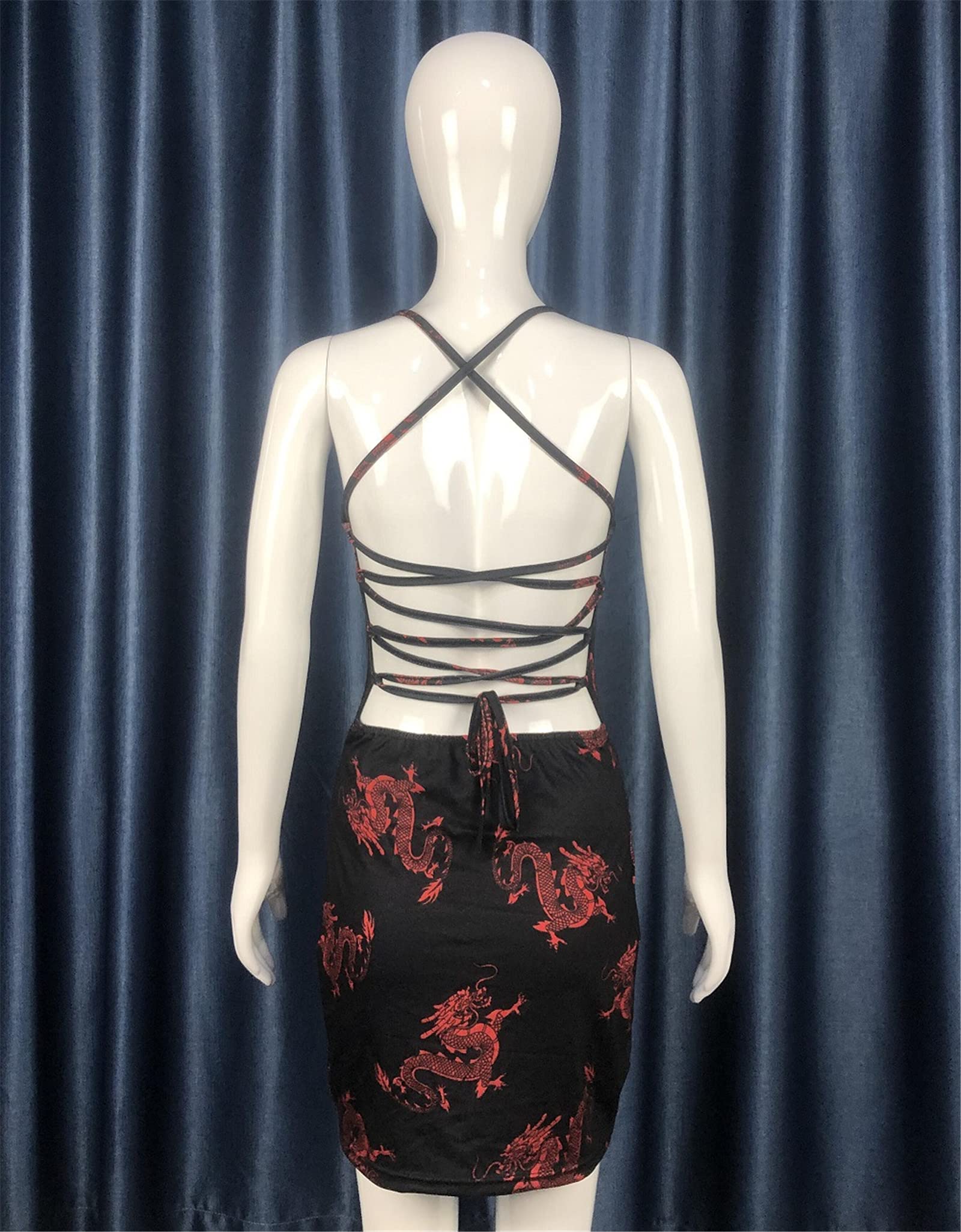 Zempertoopa Women's Y2K Printed Bodycon Short Dress - Sexy Cami Wrap Skirt with Backless Design for Summer Streetwear | Perfect for Parties, Clubbing & Night Out