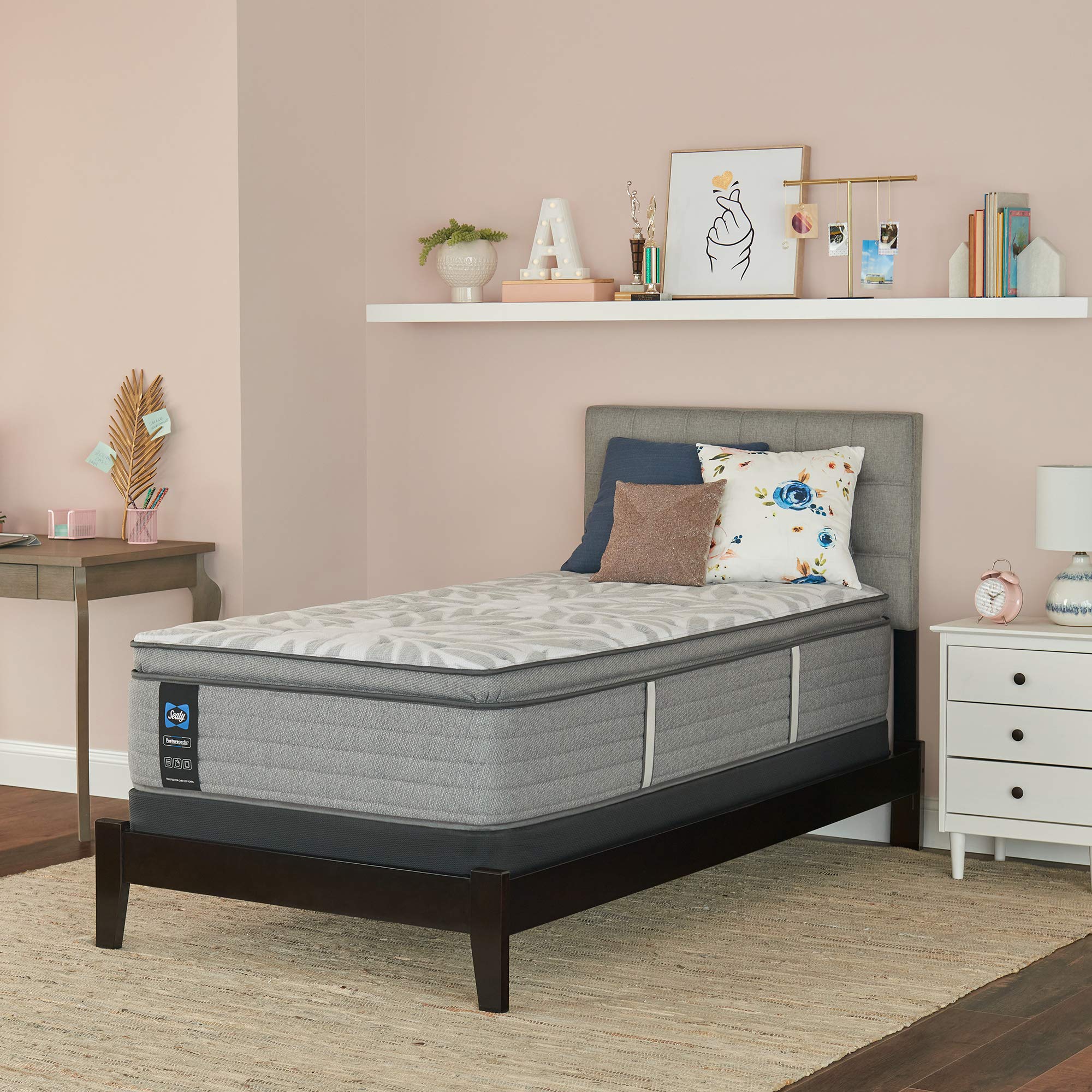 Sealy Posturepedic Euro Pillowtop Soft Feel Mattress - Twin XL Size, Silver Pine Color, Medium Firm Support for Back Pain Relief | Perfect for Guest Rooms, Dorm Beds & Small Spaces