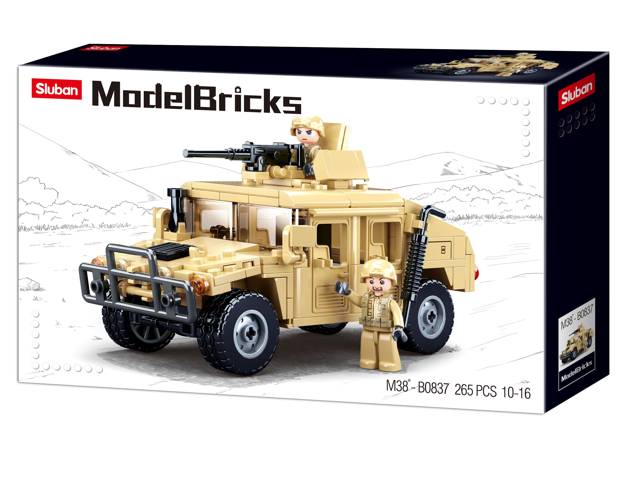 US Army Hummer 1:24 Scale Diecast Model - 265 Pcs Modern Military Assault Vehicle Toy (M38 B0837) - Perfect for Collectors, Military Enthusiasts & Kids Role Play