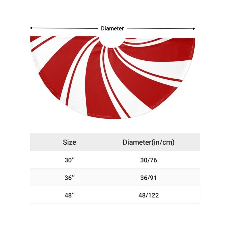 36 Inch Red Swirl Christmas Tree Skirt with Candy Cane Pattern - Festive Holiday Decor for Xmas Tree, Home, and Party Decoration | Perfect for Living Room, Fireplace, and Gift Wrapping