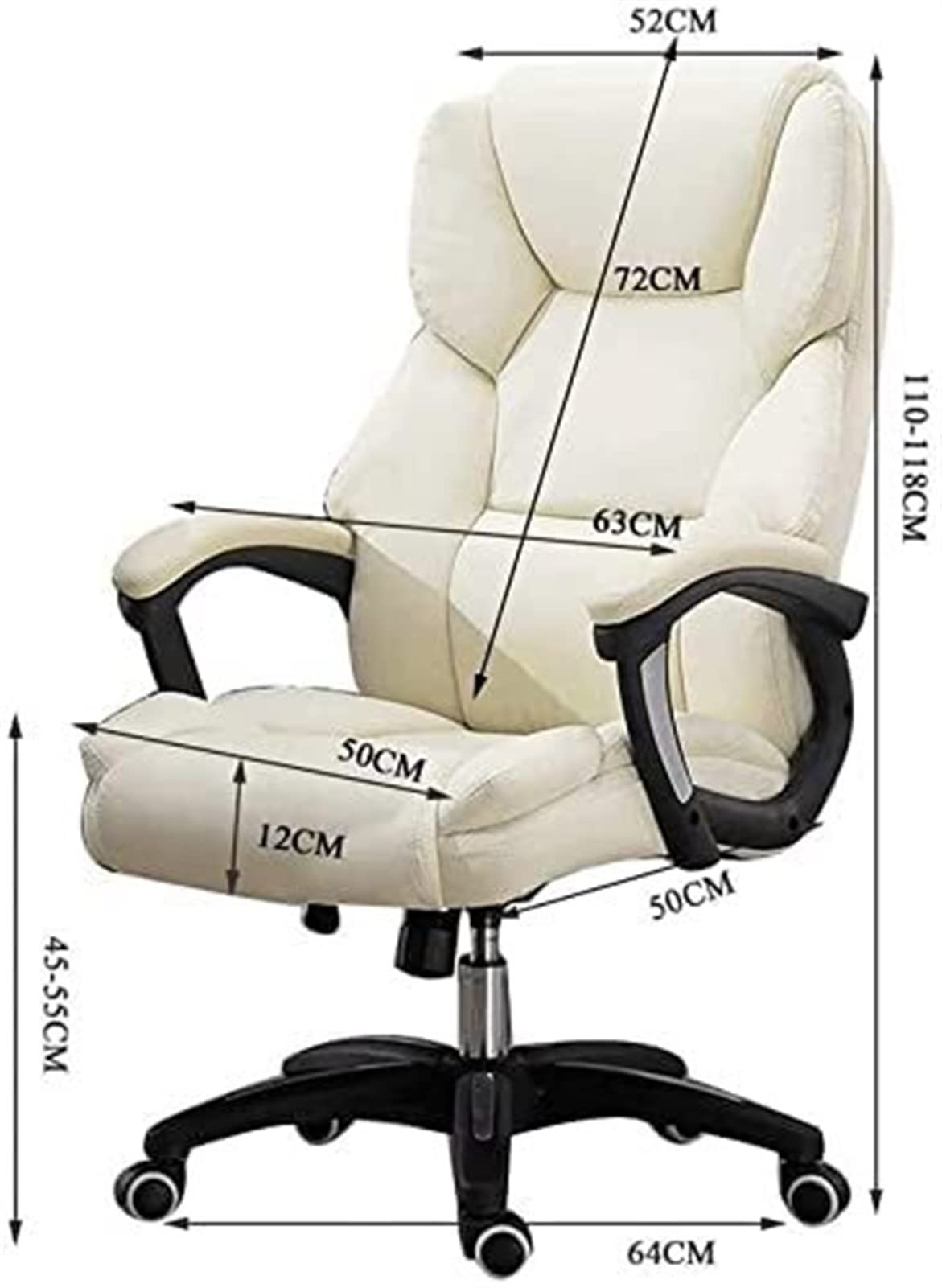 Ergonomic High Back Office Chair - PU Leather Swivel Computer Desk Chair with Adjustable Lumbar Support - Perfect for Home Office, Gaming, and Workspace (Black)