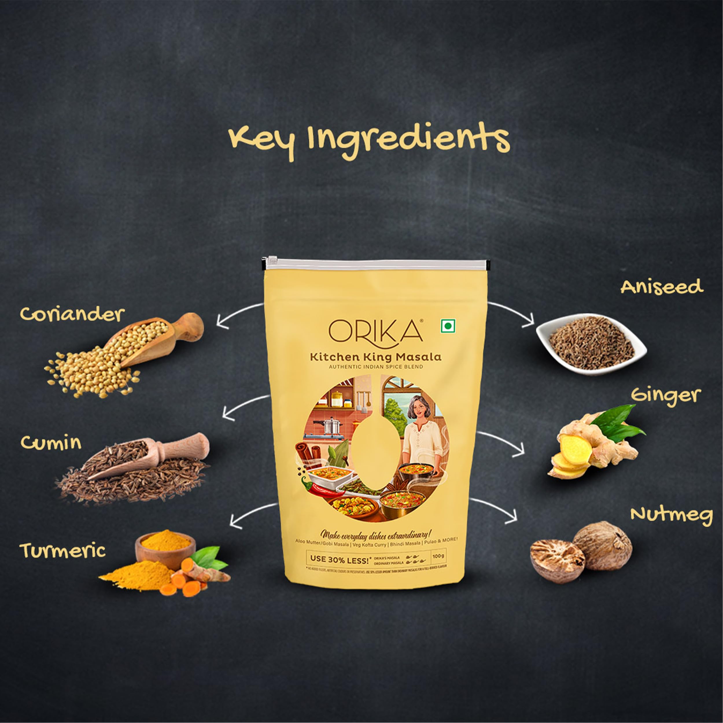Orika Kitchen King Powder (100g) - Premium Indian Spice Blend for Flavorful Cooking | Perfect for Curries, Soups, and Stir-Fries
