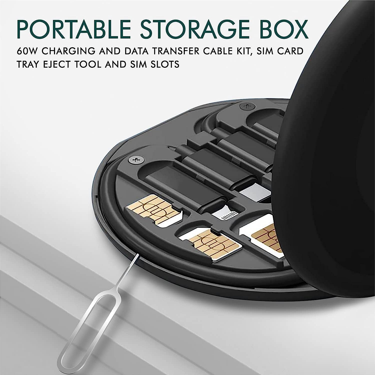 INEFABLE 60W Fast Charging USB Data Cable Set - Type C, Lightning, Micro USB - Travel-Friendly with Built-in Mobile Stand - Compatible with iPhone, iPad & Android Phones (1-Pack) - Perfect for Home, Office & Travel Charging