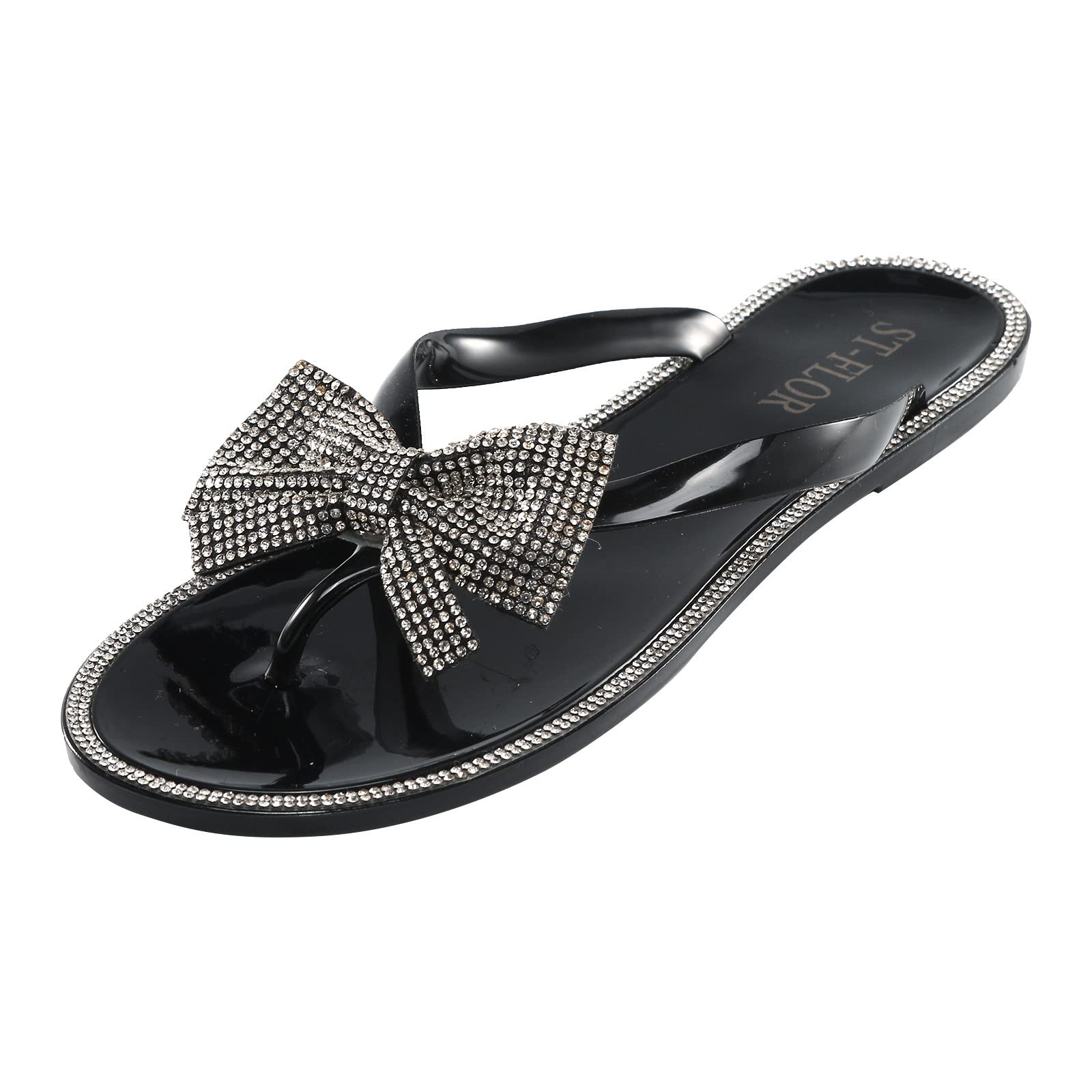 Women's Diamond Fashion Sandals - Shiny Gold Toe Bow Sandals with Cool Shoelaces for Summer | Perfect for Beach, Party & Casual Outings