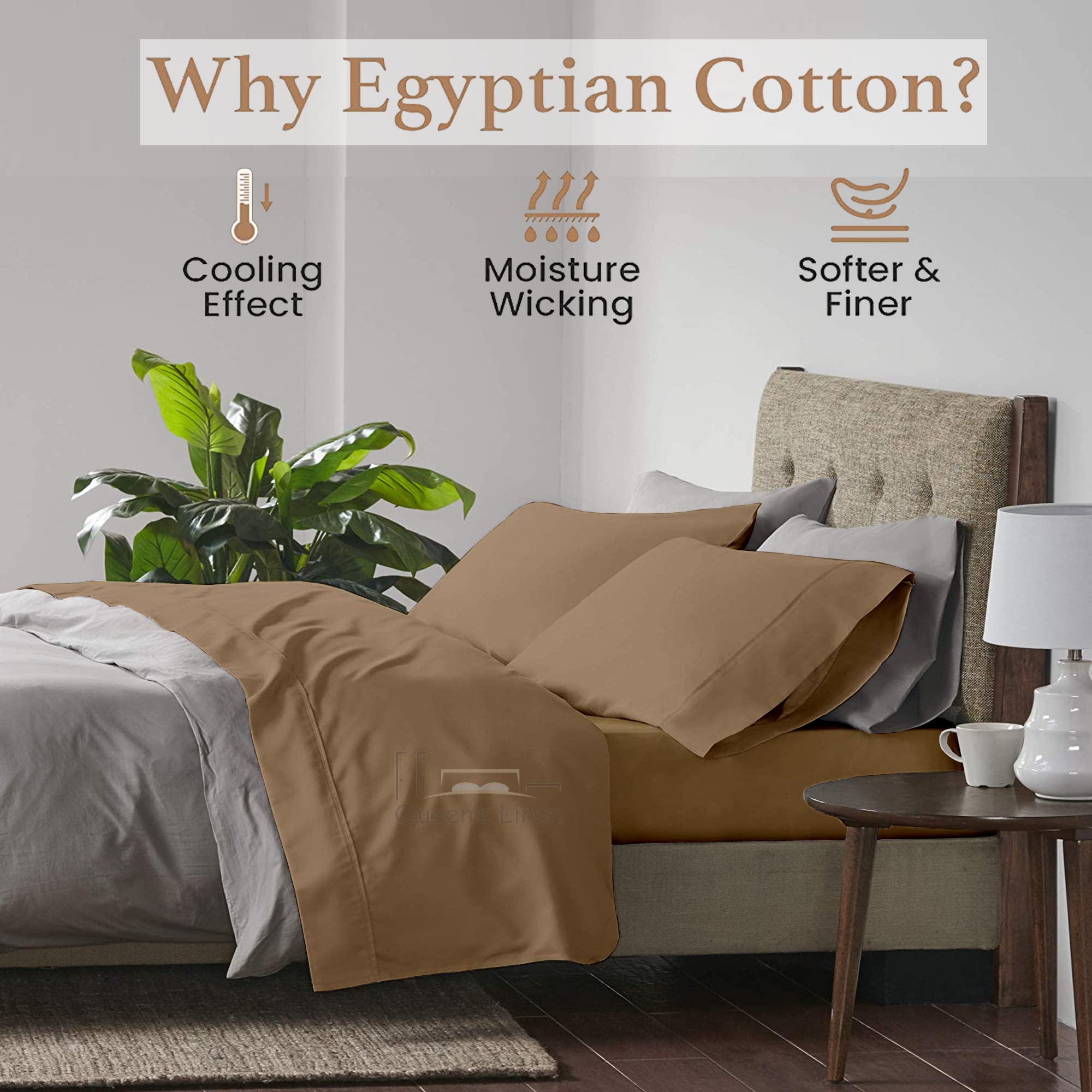 Premium Twin XL Sheet Set - 4 Piece Soft 400 Thread Count Sateen Bedding - 100% Egyptian Cotton with 15