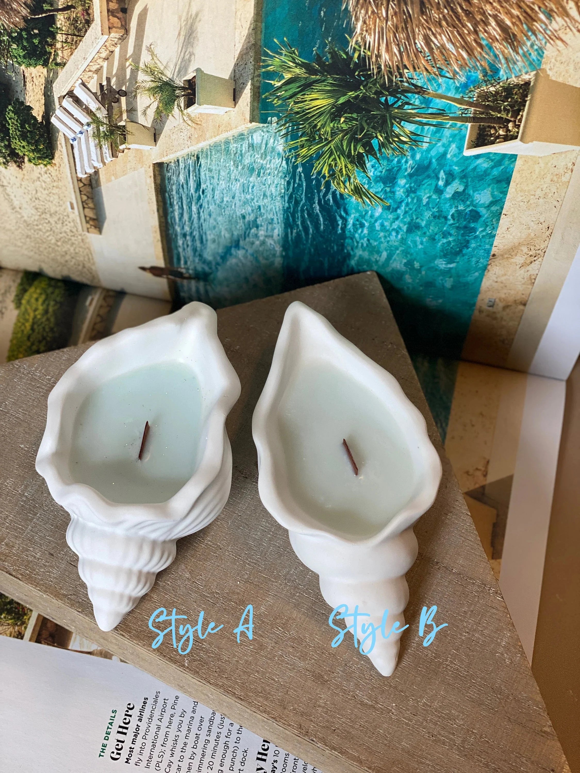 Ocean’s Whisper Scented Candle in Jesmonite Shell - Natural Sea Breeze Aroma, Handmade Soy Wax Candle, Elegant Home Decor for Relaxation & Spa Ambience