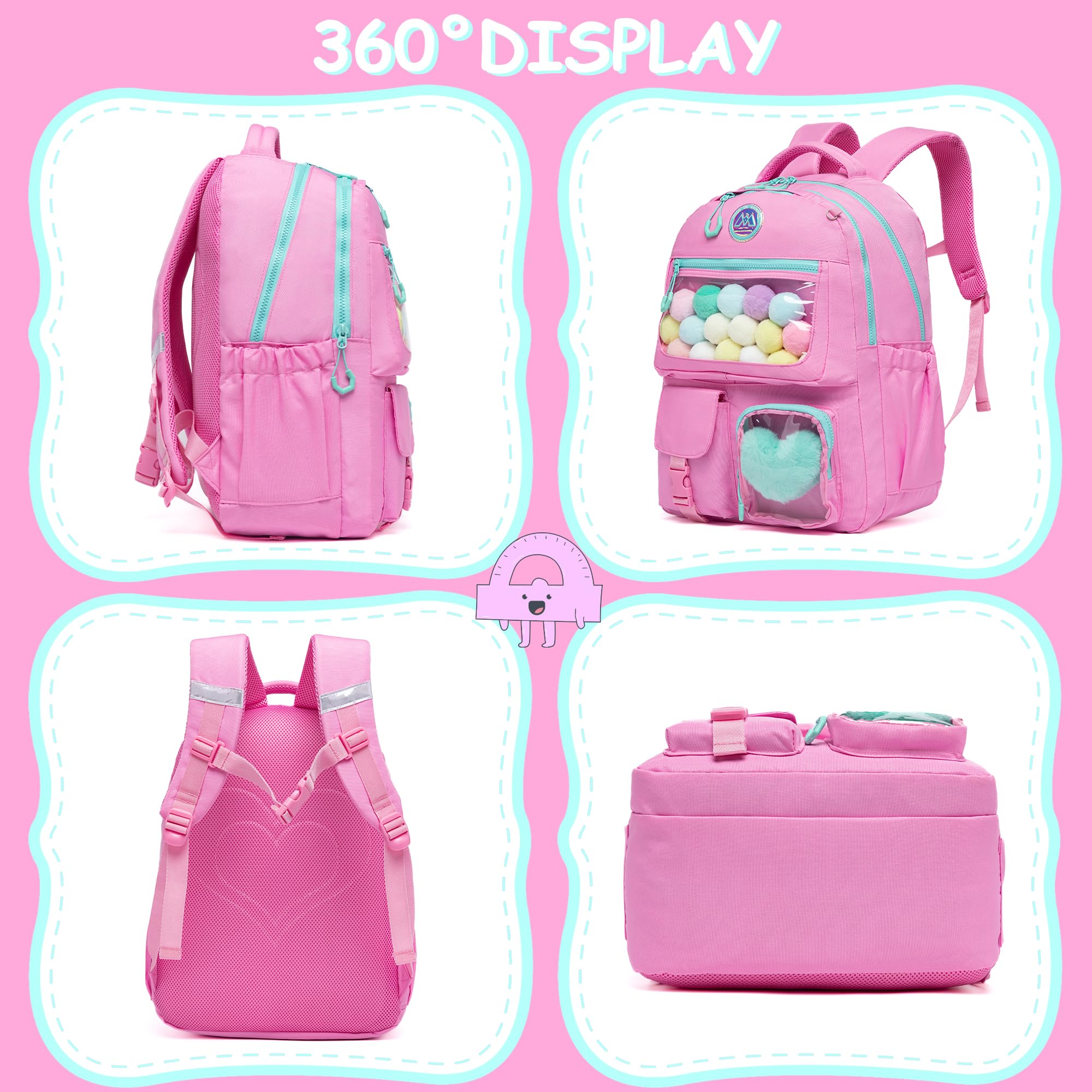 Stylish Aesthetic Backpack for Girls - Cute School Backpack with Lunch Box Compartment | Perfect for School, Travel & Daily Use