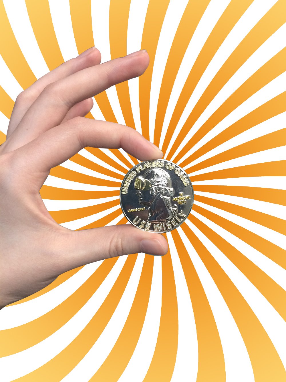 Shark Hat Extra Life Video Game VR Movie Collectible Challenge Coin - Double Sided with Velvet Pouch - Perfect for Gaming Enthusiasts & VR Movie Fans
