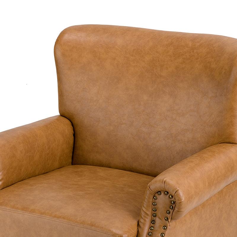 Luna Faux Leather Armchair - Modern PU Leather Accent Chair for Living Room, Bedroom & Office - Comfortable Mid-Century Style Lounge Chair with Sturdy Metal Legs