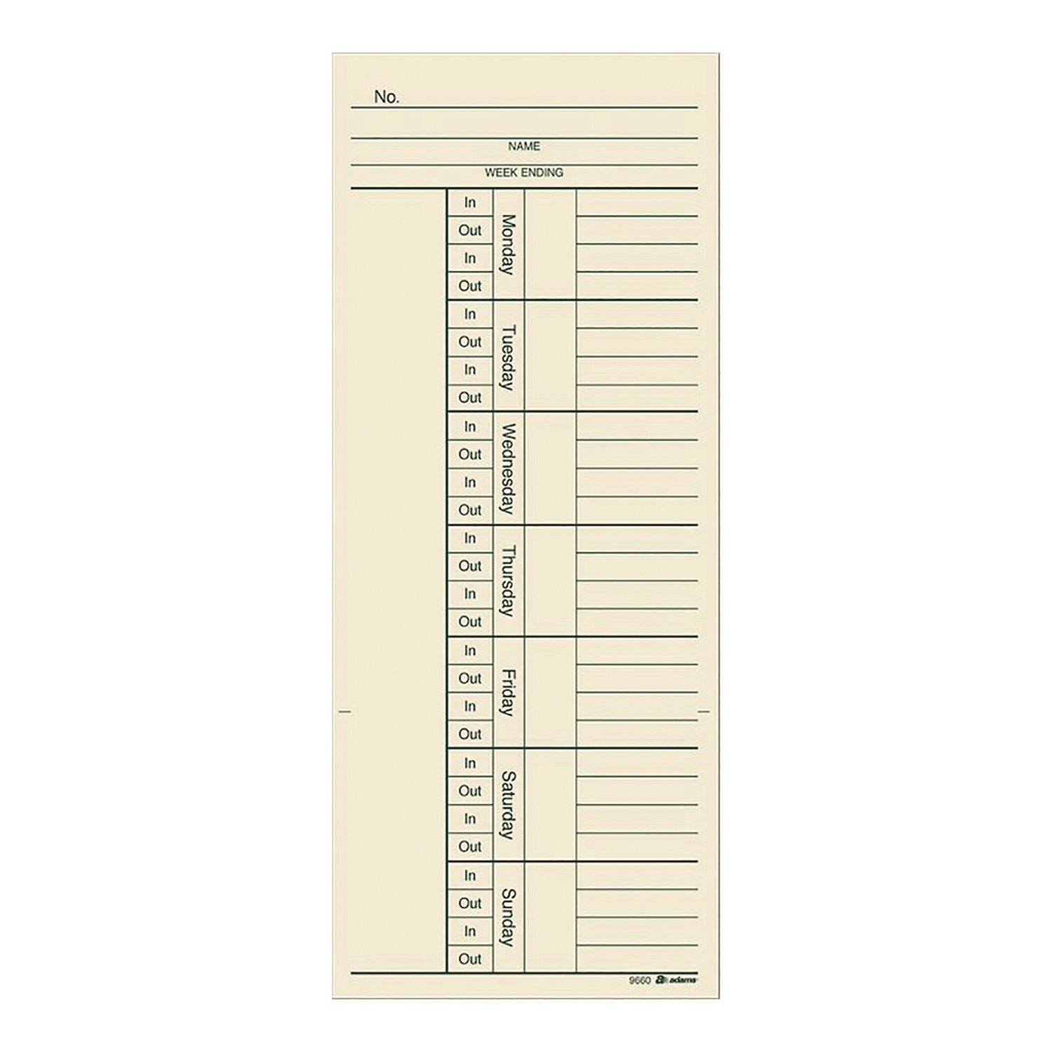 Adams® Time Cards for Acroprint, Amano & Lathem Time Clocks - 2-Sided, 3.4