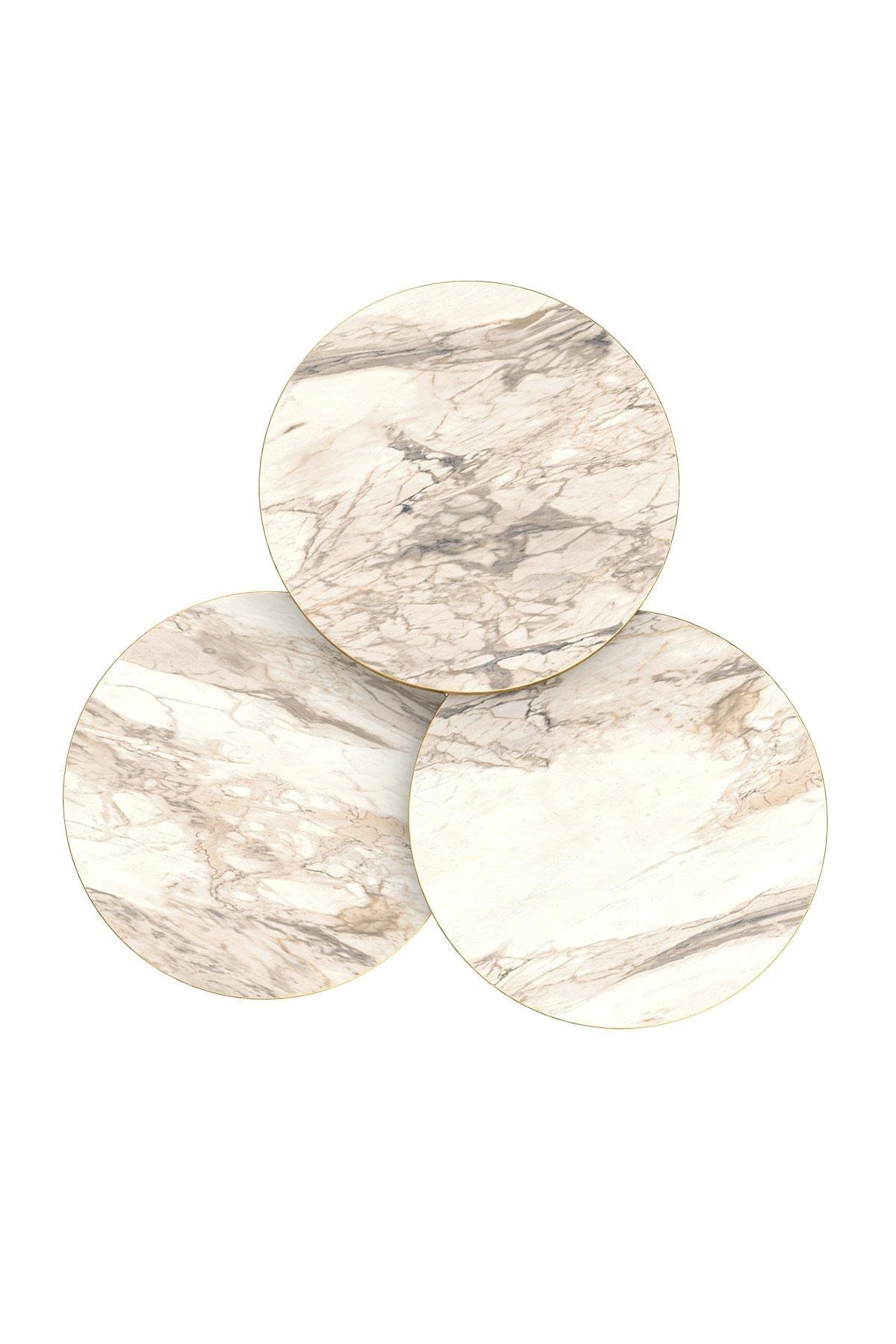 PAK HOME Set of 3 White Marble Nesting End Tables - Round Wood Stacking Coffee Side Accent Tables with Metal Legs for Living Room, Bedroom, Home Office | Modern Home Decor, Small Space Furniture, Apartment Essentials