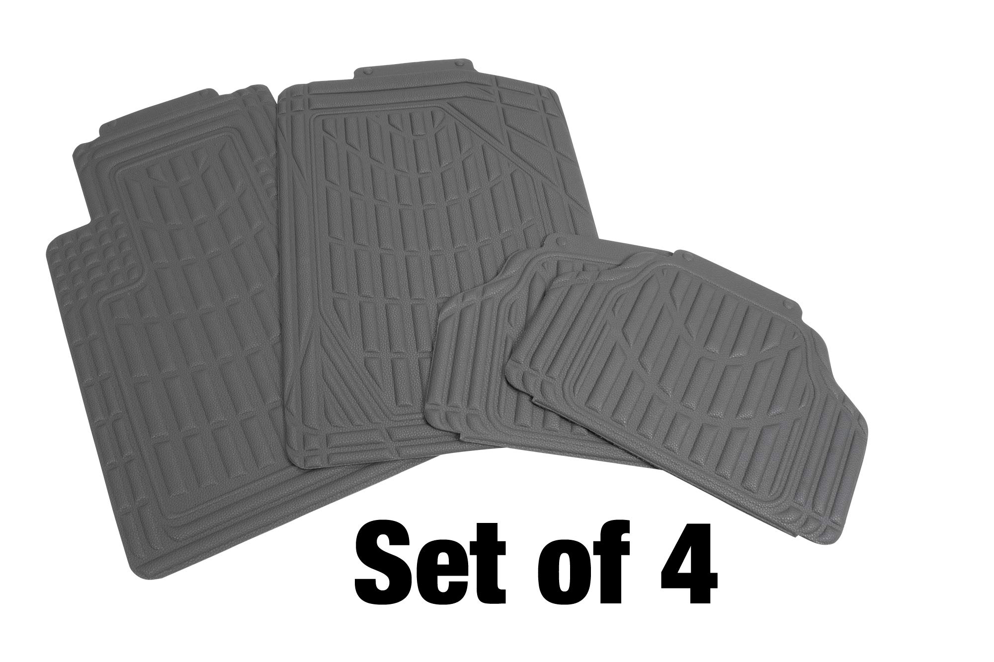 Eurow Universal Cut-to-Fit Car Floor Mats 4-Piece Set - All-Weather Protection, Non-Slip Gray Car Mats for Sedans, SUVs & Trucks - Perfect for Daily Commute, Road Trips & Off-Road Adventures
