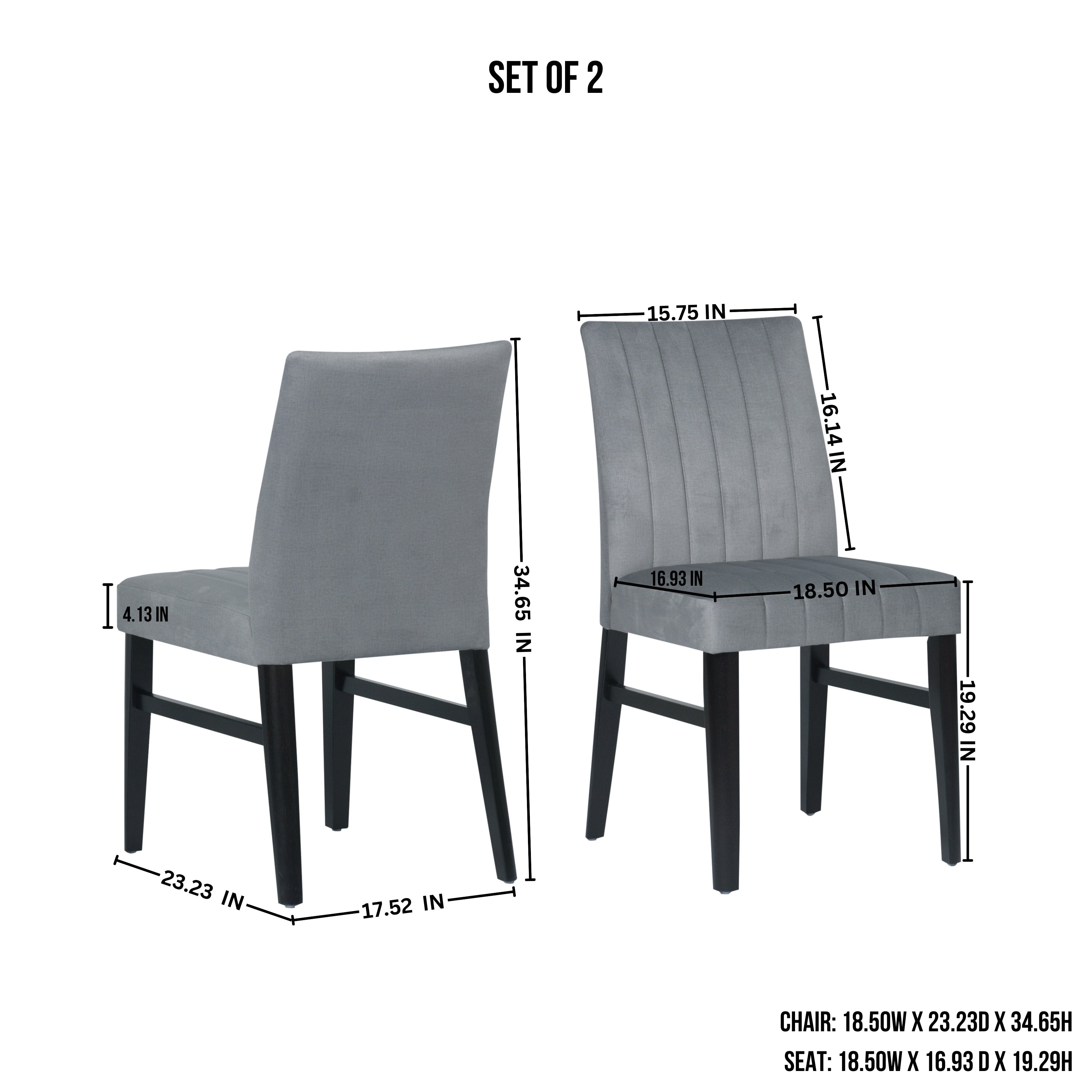 Roundhill Furniture Wendell Contemporary Upholstered Dining Chairs Set of 2 - Modern Kitchen & Dining Room Seating for Home & Restaurant Use