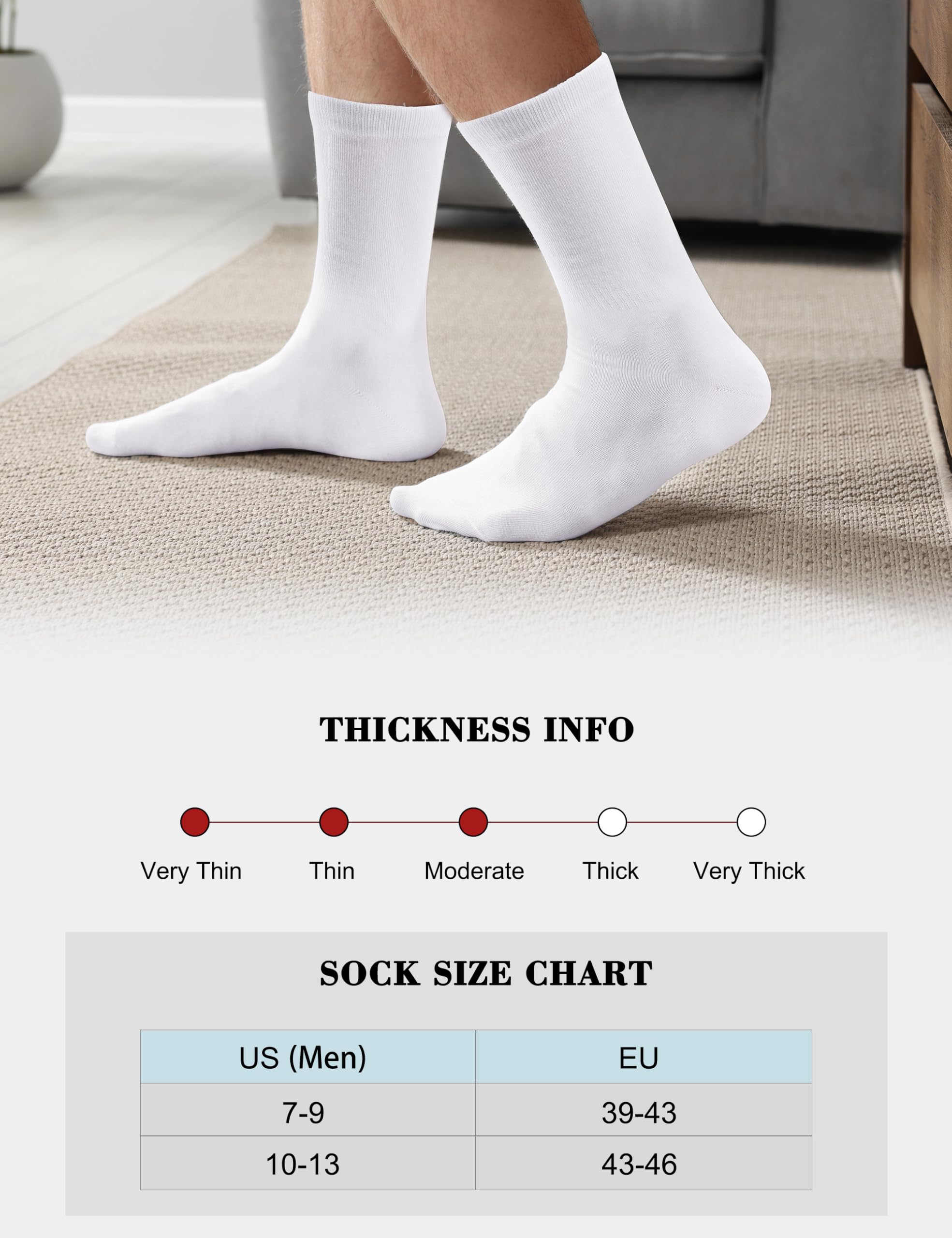 Duufin 12 Pairs Men's Crew Socks - Breathable Mid Calf Athletic Socks for Casual, Workout & Everyday Wear - Lightweight Comfort for Running, Gym & Office Use