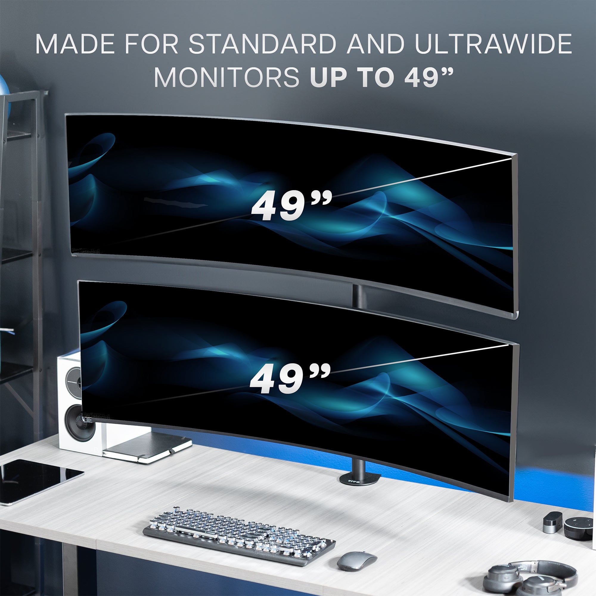 Dual Ultrawide Vertical Monitor Desk Mount Stand - Holds Up to 49 Inch Screens - Perfect for Gaming, Coding & Office Workstations
