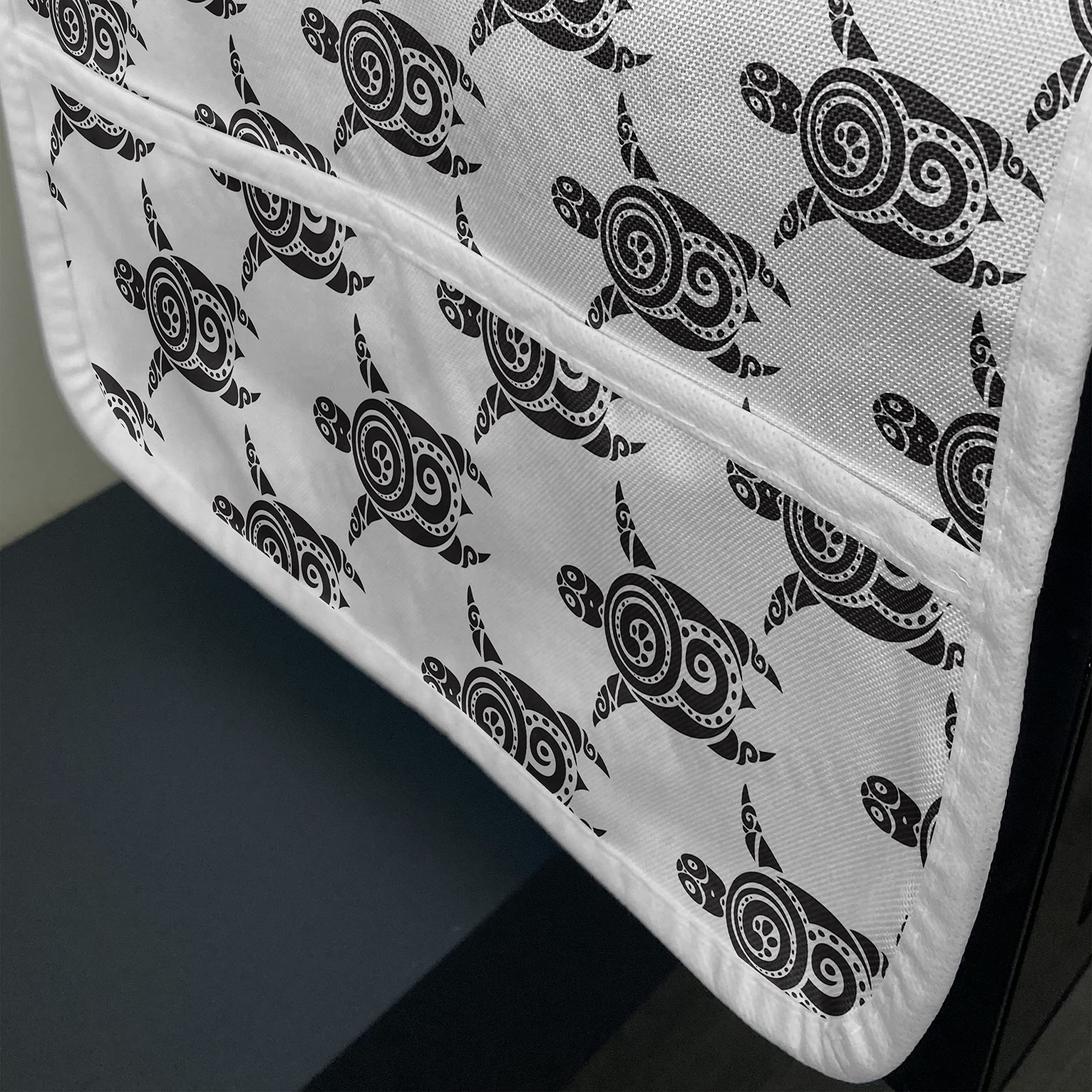 Ambesonne Maori Style Sea Turtle Microwave Cover - Water Resistant Kitchen Organizer with Pockets, 36