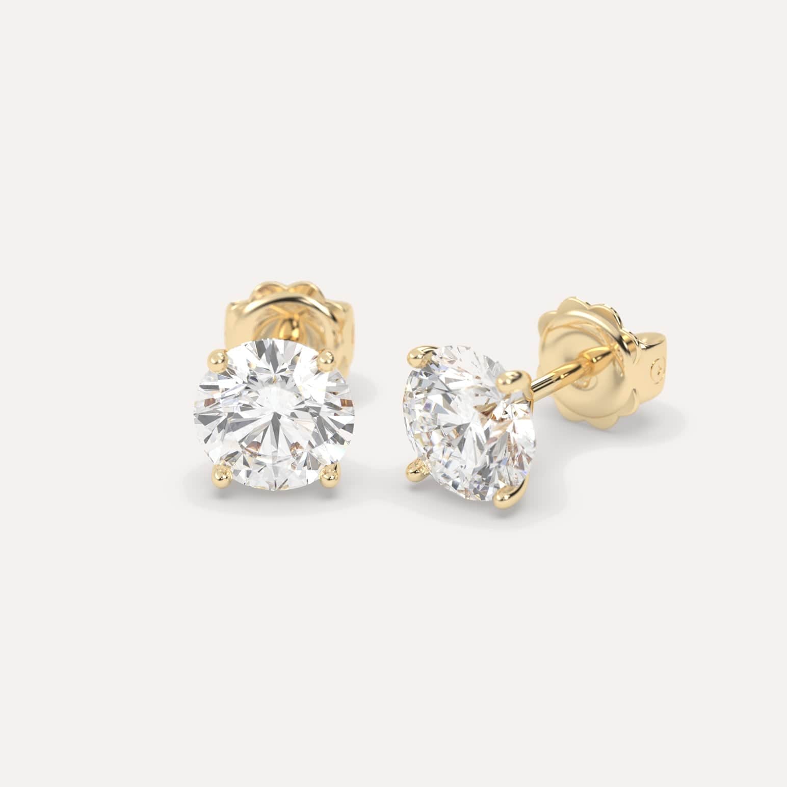 4 Carat Round Diamond Stud Earrings - 14K White Gold Princess Cut Studs for Women | Perfect for Weddings, Anniversaries & Special Occasions