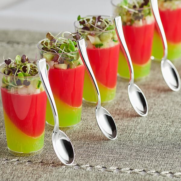 Premium 200-Piece Disposable Mini Silver Spoons & Forks Set - Elegant Appetizer Utensils for Parties, Weddings, Catering & Events - Perfect for Desserts, Canapés, Cocktails & Finger Foods