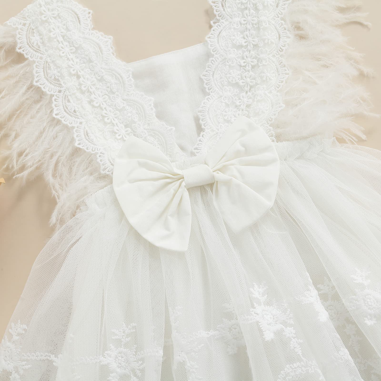 Newborn Baby Girl Summer Dresses - Sleeveless Lace Tulle One-Piece Romper with Bowknot 0-24 Months | Perfect for Photoshoots, Parties & Special Occasions