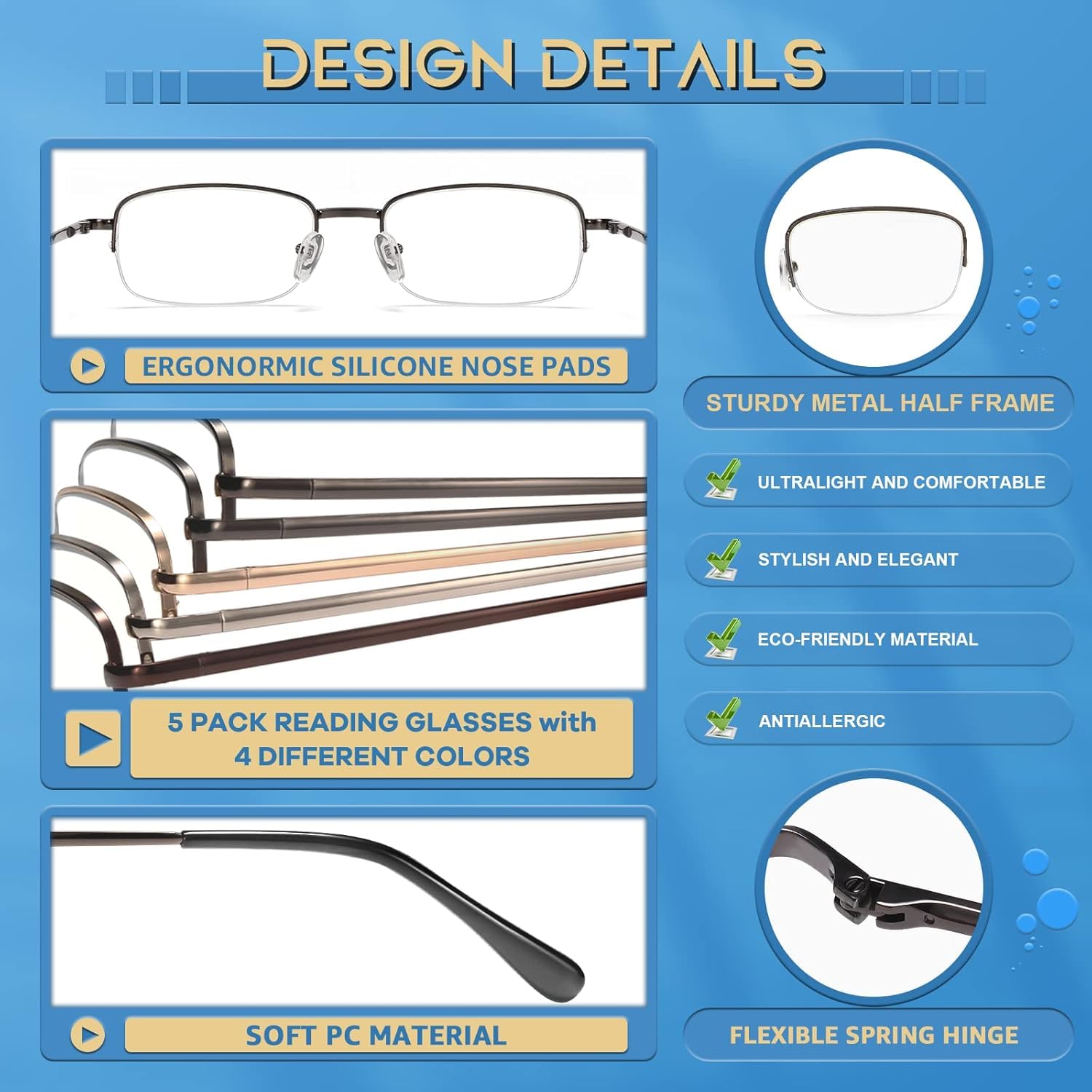 NOVIVON Reading Glasses for Men & Women - Blue Light Blocking Computer Glasses with Anti-Reflective Lenses - Perfect for Office Work, Screen Time & Digital Eye Strain Relief