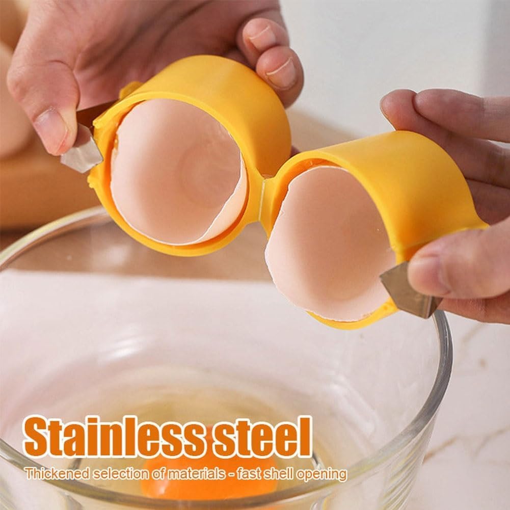 Premium Egg Shell Opener - Handheld Egg Cracker Tool for Raw Eggs | Multifunctional Egg Breaker & Separator | Perfect for Cooking, Baking, Camping & Kitchen Use (1PC, Yellow)