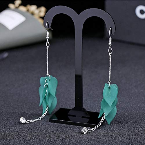 Colorful Acrylic Leaves Long Tassel Drop Earrings for Women - Candy Color Cluster Feather Dangle Jewelry - Perfect for Parties, Weddings & Everyday Wear