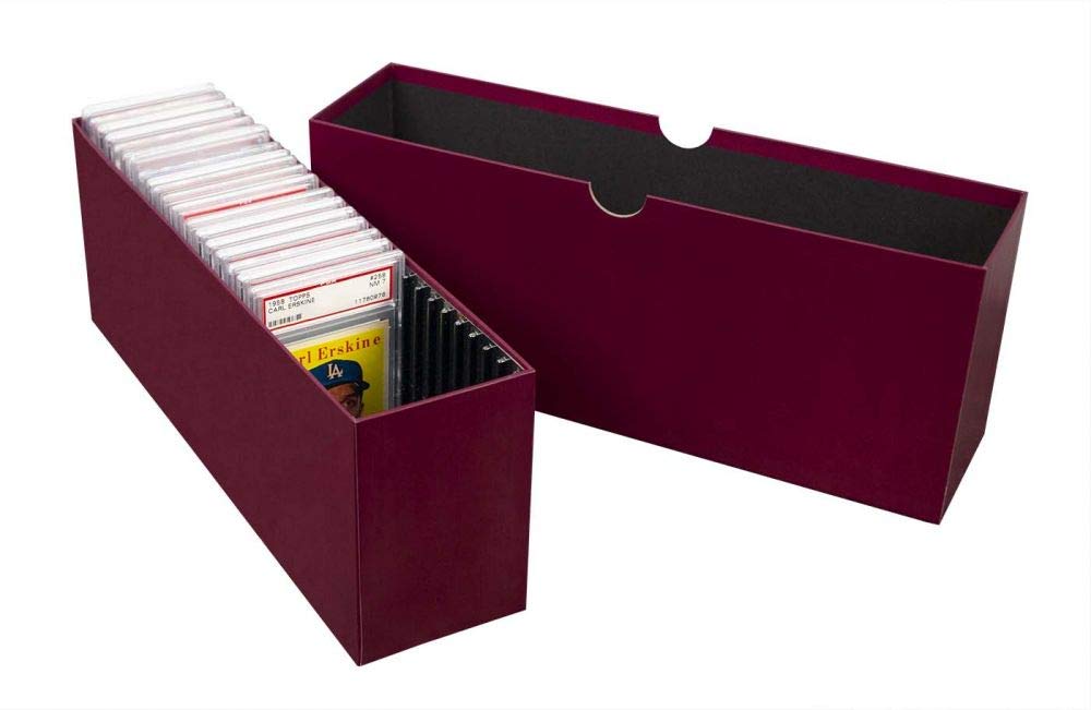 BCW Slotted Graded Card Storage Box - Holds 26 PSA, CSG, CGC, PCG Graded Slabs - Burgundy Trading Card Box for Sports Cards, Pokémon, TCG, Baseball - Secure Collectible Storage for Display & Organization