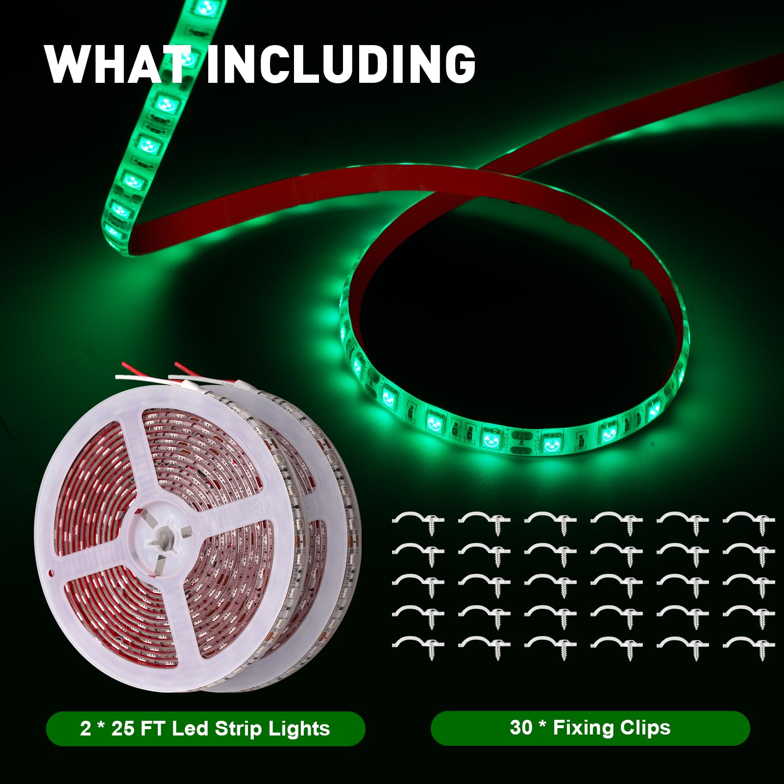 50ft Green LED Strip Lights - 12V Waterproof Marine Deck Lights for Night Fishing on Pontoon, Kayak, Jon & Bass Boats - Perfect for Underwater Illumination and Interior Boat Lighting