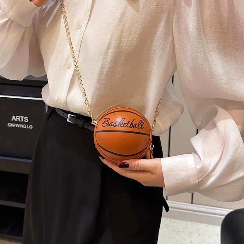 Girls Basketball Crossbody Bag - Mini Round Ball Shoulder Purse for Kids | Perfect for School, Sports Games & Casual Outings