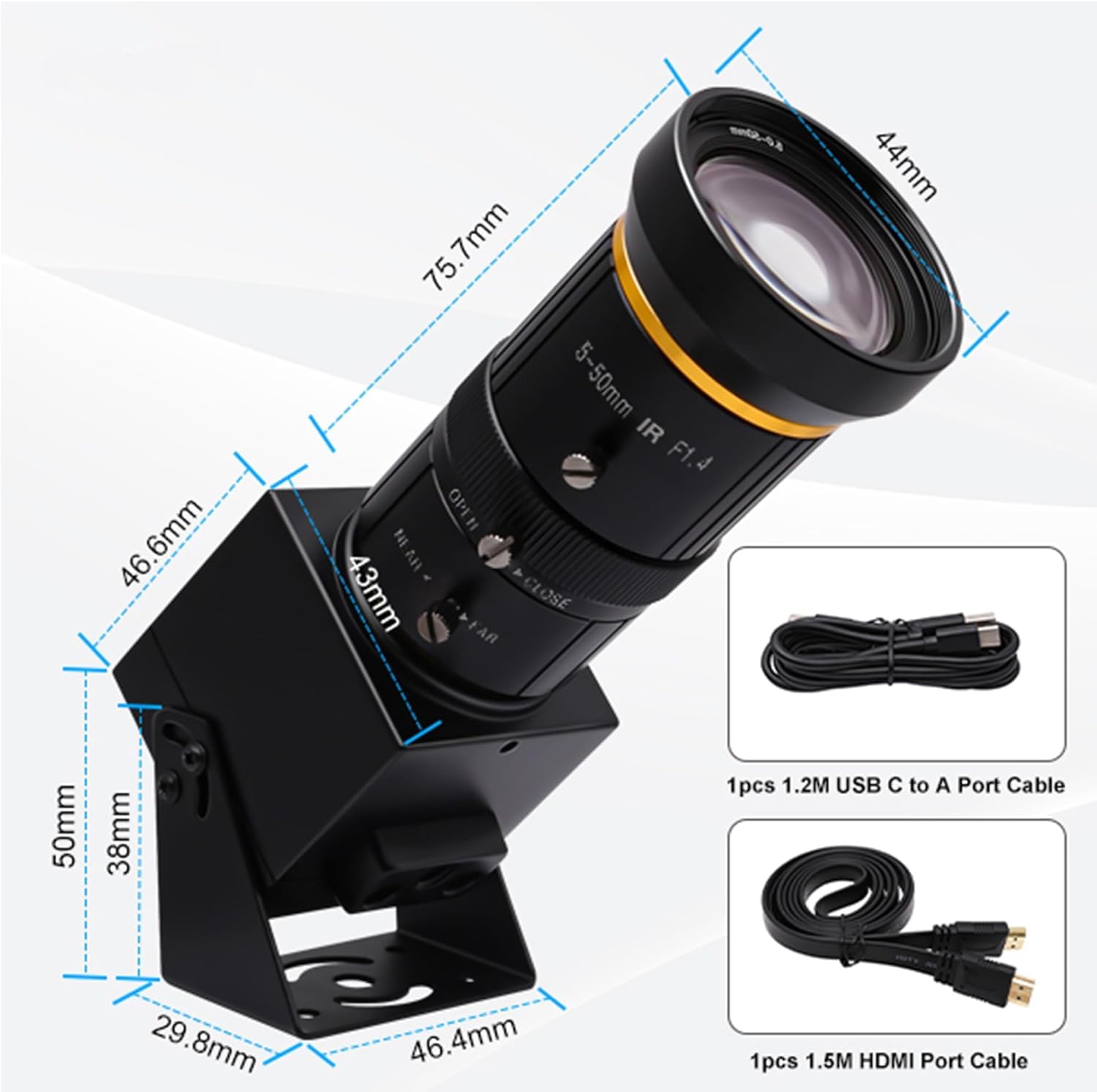 4K USB 3.0 HDMI Webcam with Dual Output & Zoom - 5-50mm Telescopic Lens, H.264 60fps Streaming Camera for PC/Laptop/TV - Perfect for Video Conferencing, Live Streaming & Close-up Shooting