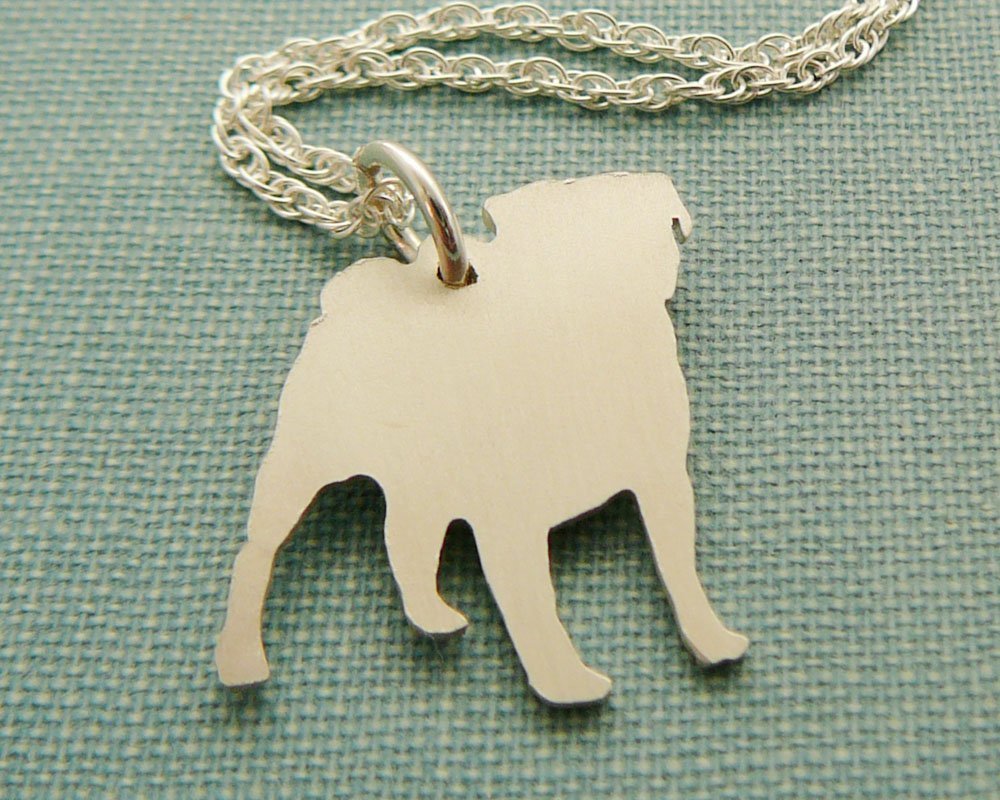 Sterling Silver Pug Charm Necklace - Layering Jewelry for Dog Lovers