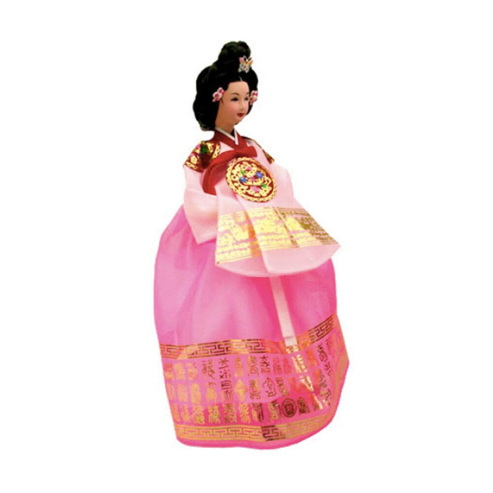 Korean Traditional Handicraft Hanbok Doll - Queen Version 1 Figure Gift in Pink | Authentic Korean Cultural Collectible for Home Decor, Wedding Gifts & Asian Culture Enthusiasts