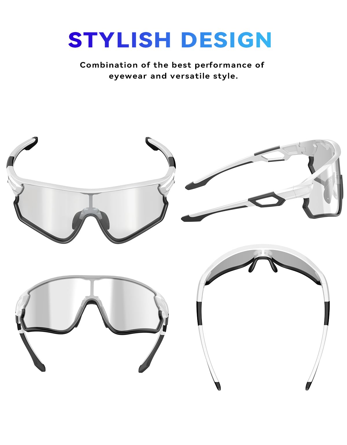 BEACOOL Photochromic Sports Sunglasses for Men & Women - UV400 Protection Cycling Glasses for Mountain Biking, Road Biking & Outdoor Activities - Lightweight & Anti-Fog Lens for Running, Hiking & Driving
