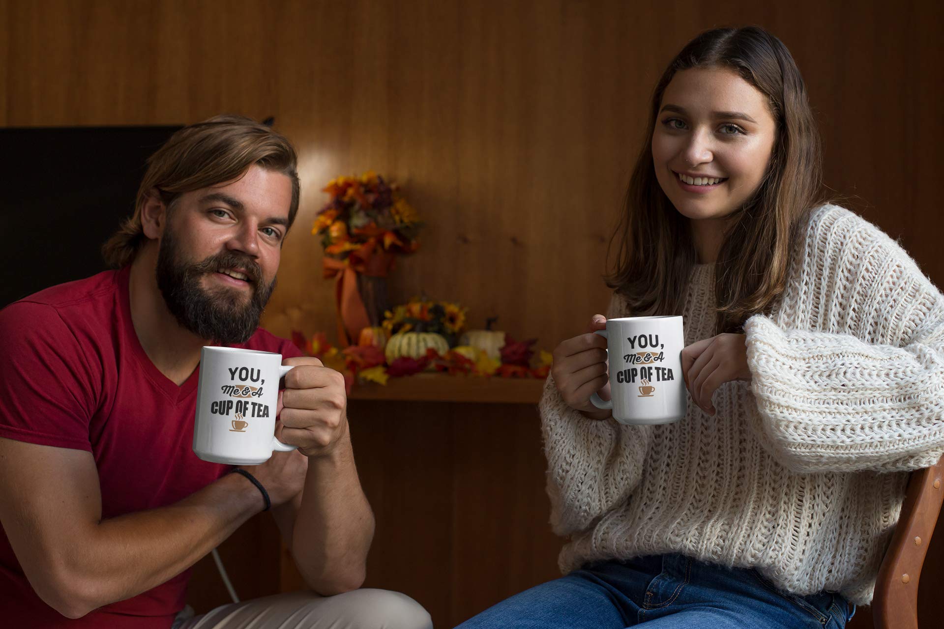 Valentine's Day Coffee Mug Set - 15oz You & Me Couple Mugs for Coffee, Tea, Hot Chocolate - Romantic Gift for Couples, Anniversaries & Date Nights