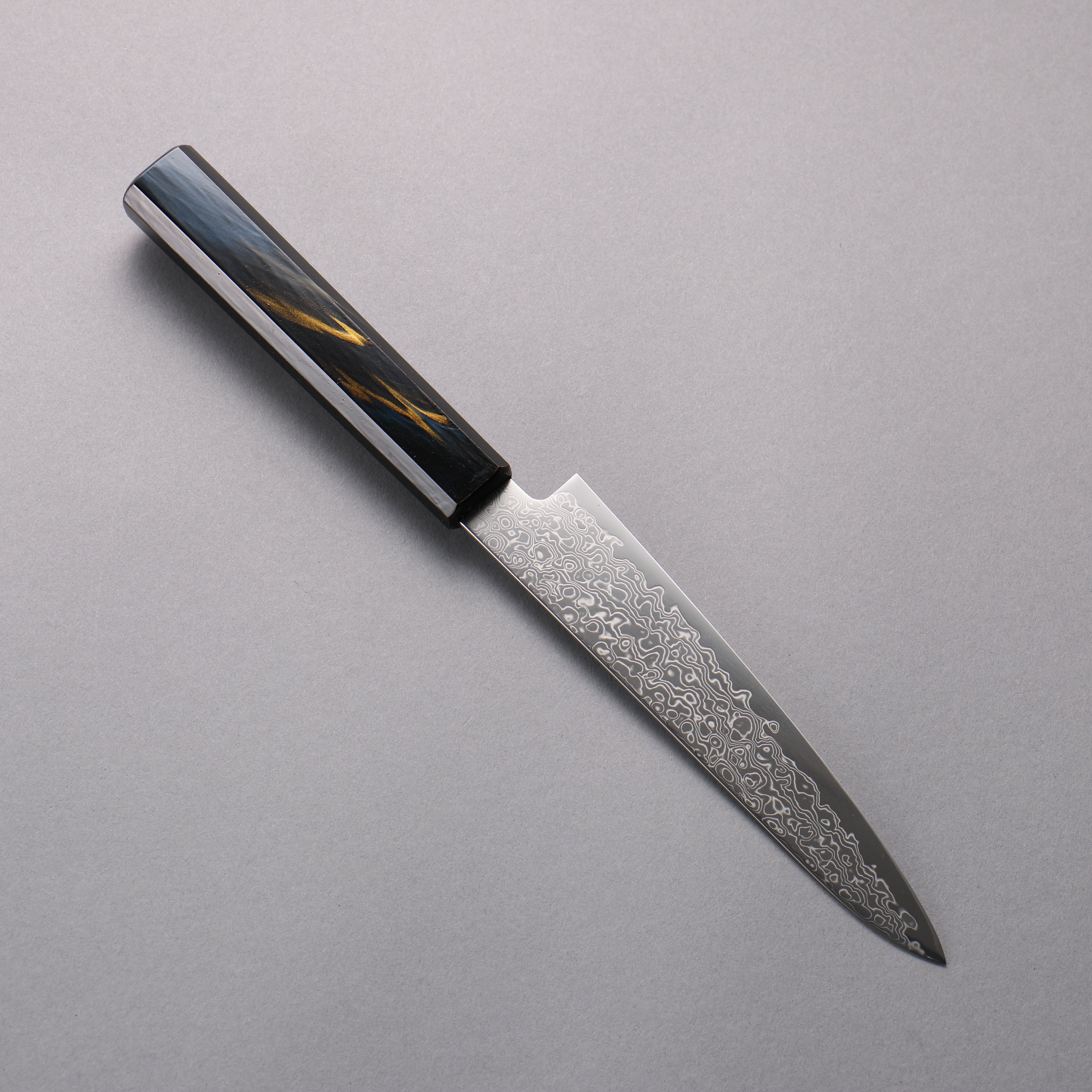 Premium SG2 Damascus Steel Petty Utility Knife 150mm - Dark Blue & Gold Lacquered Handle - Japanese Kitchen Knife for Slicing, Peeling & Precision Cutting - Perfect for Chefs & Home Cooks
