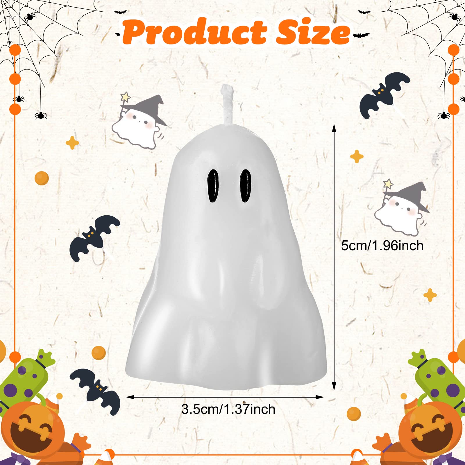 10 Halloween Ghost Candles - Soy Wax for Party Decor