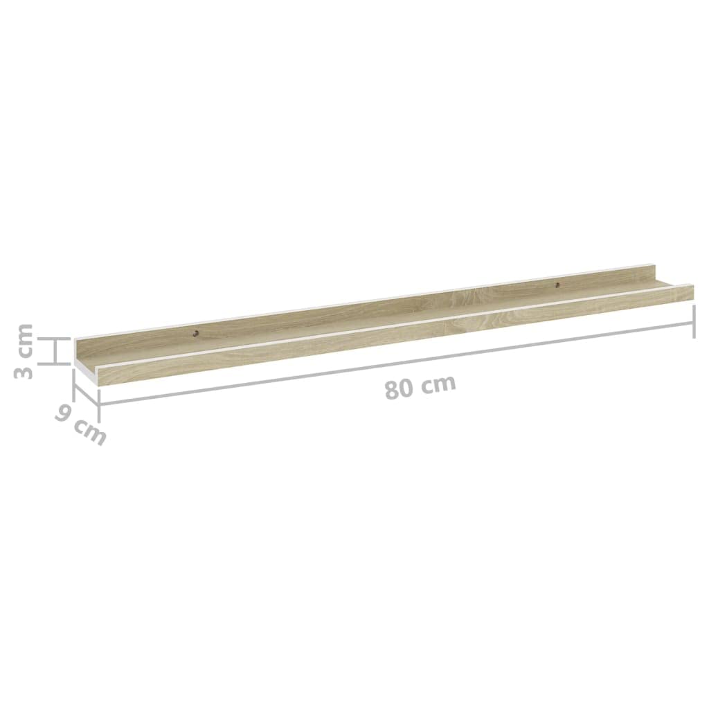 2-Pack Floating Wall Shelves Set - White & Sonoma Oak (31.5